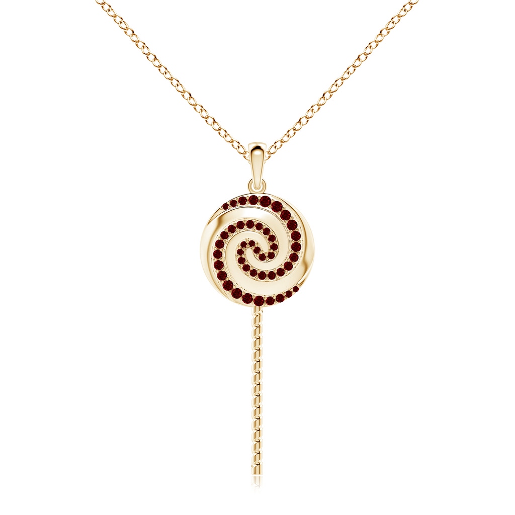 1.5mm AAAA Sweet Treats Ruby Lollipop Pendant in Yellow Gold