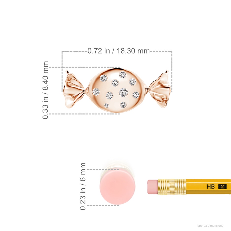 1.8mm IJI1I2 Sweet Treats Diamond Candy Pendant in 18K Rose Gold ruler