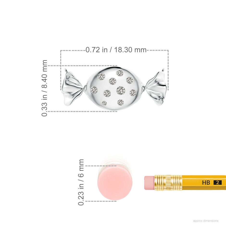 1.8mm KI3 Sweet Treats Diamond Candy Pendant in White Gold ruler
