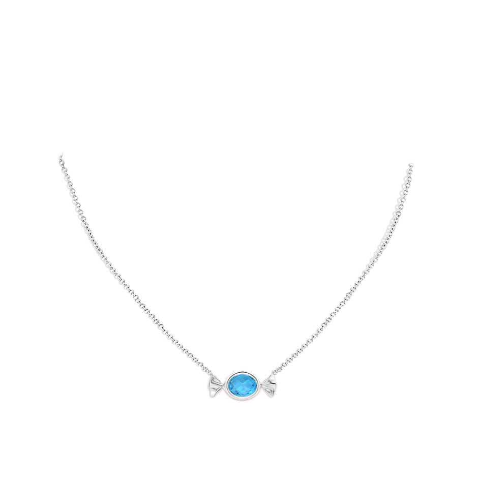 9x7mm AAA Sweet Treats Oval Swiss Blue Topaz Reversible Candy Pendant in White Gold pen