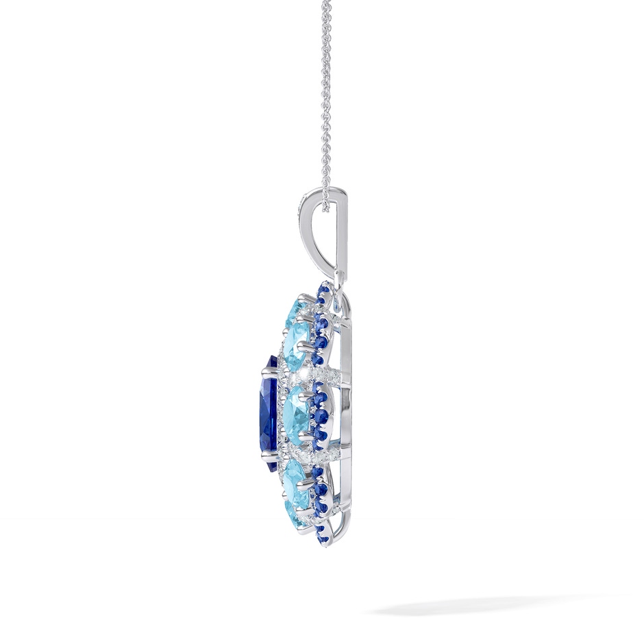 10x8mm AAA Veronica Layered Halo Pendant in 18K White Gold side 199