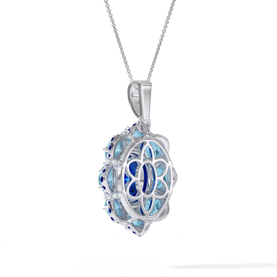 10x8mm AAA Veronica Layered Halo Pendant in 18K White Gold side 299