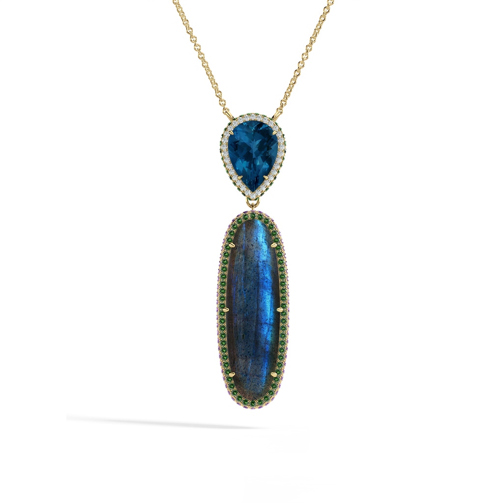 40x12mm AAA Sway of Nature Dangle Pendant in Yellow Gold