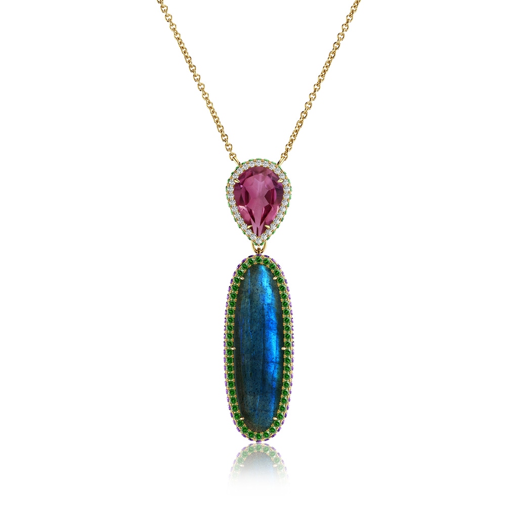 34x10mm AAA Waltz of Nature Dangle Pendant in Yellow Gold