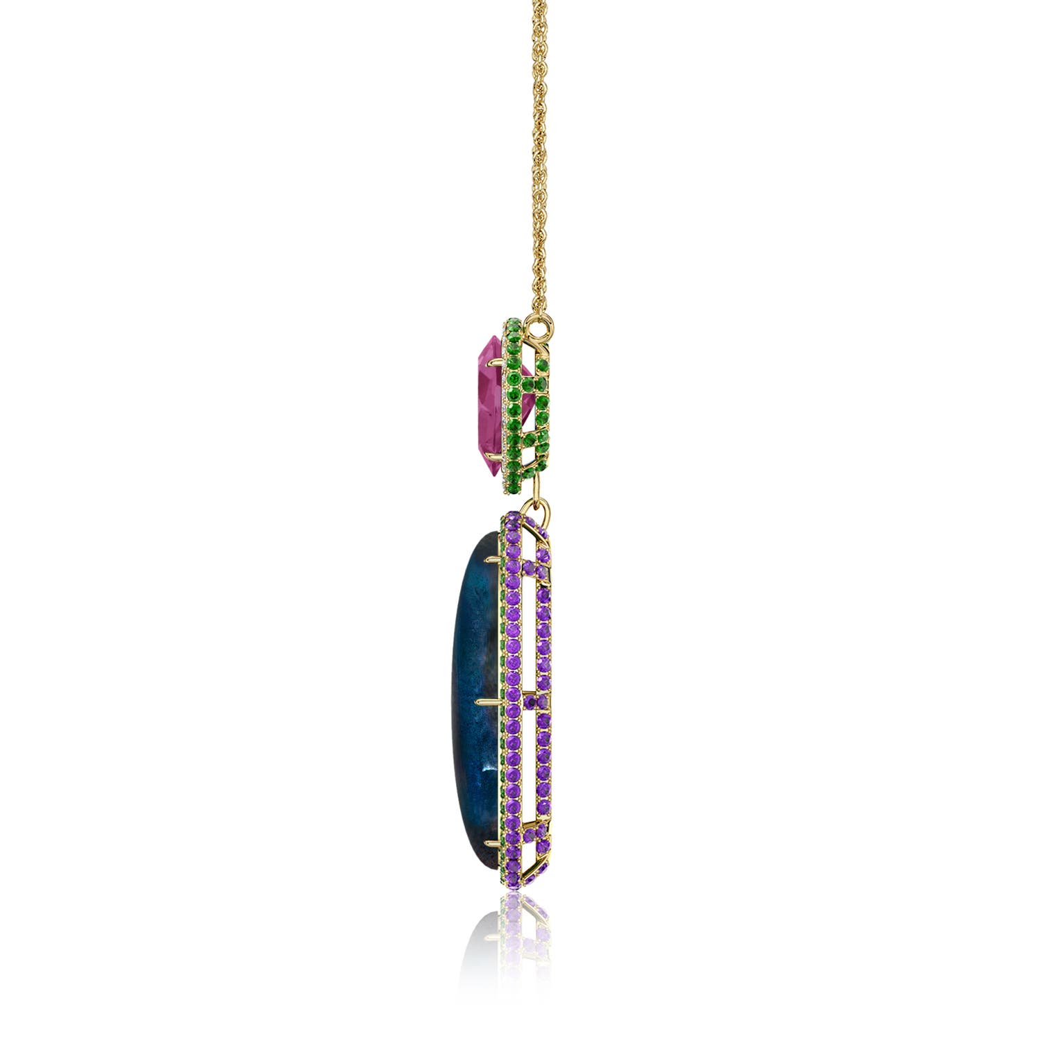 34x10mm AAA Waltz of Nature Dangle Pendant in Yellow Gold