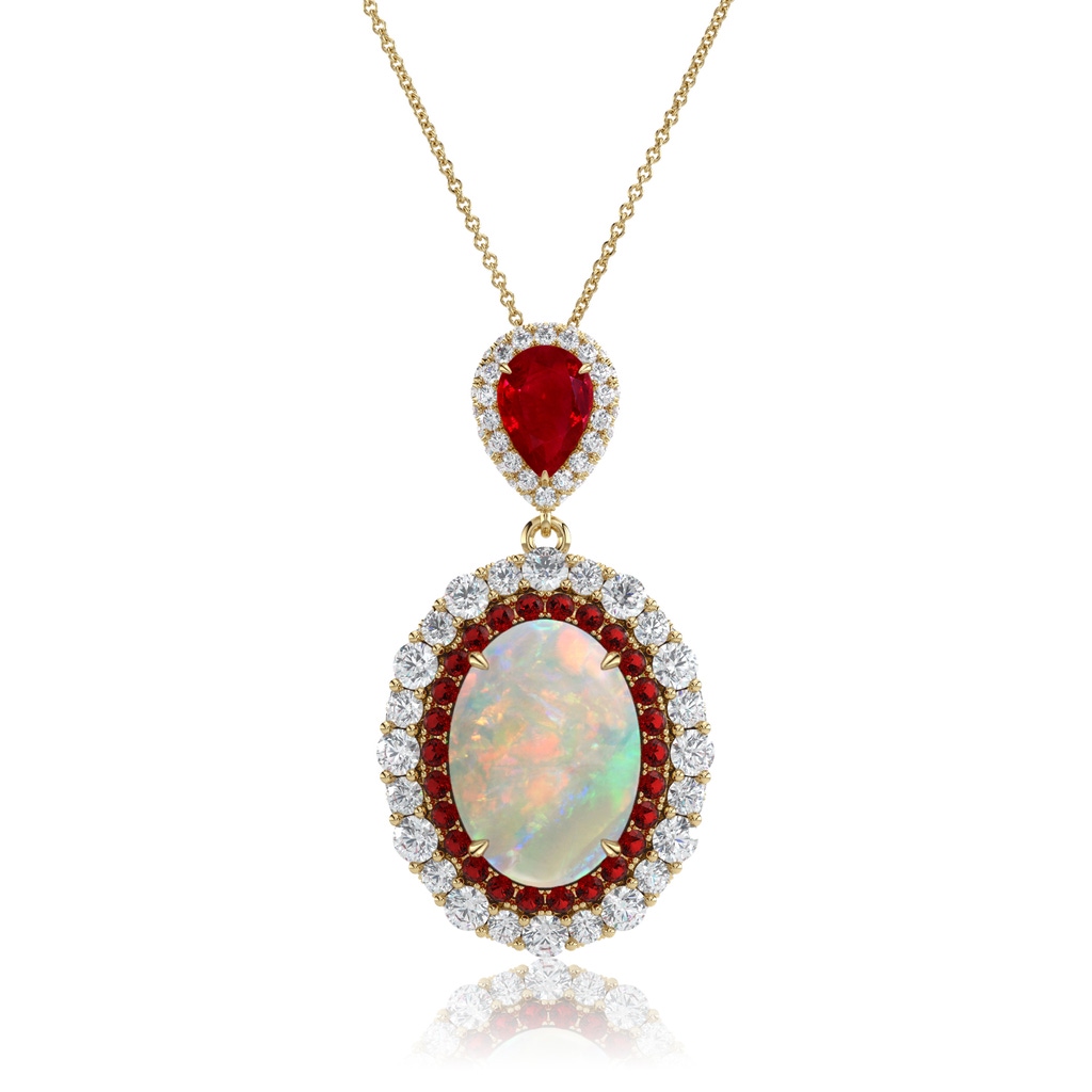 14x10mm AAA Dancing Twilight Dangle Pendant in Yellow Gold