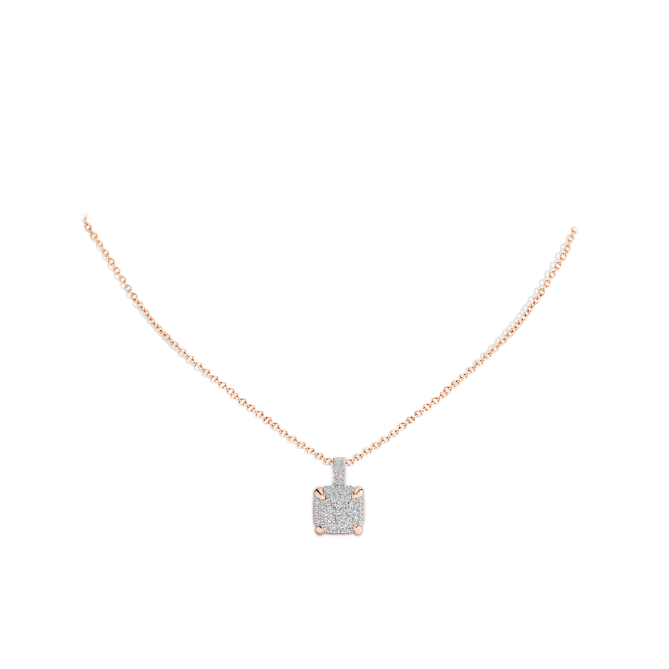 2.2mm IJI1I2 Claw Prong Diamond Cluster Cushion Pendant in Rose Gold pen