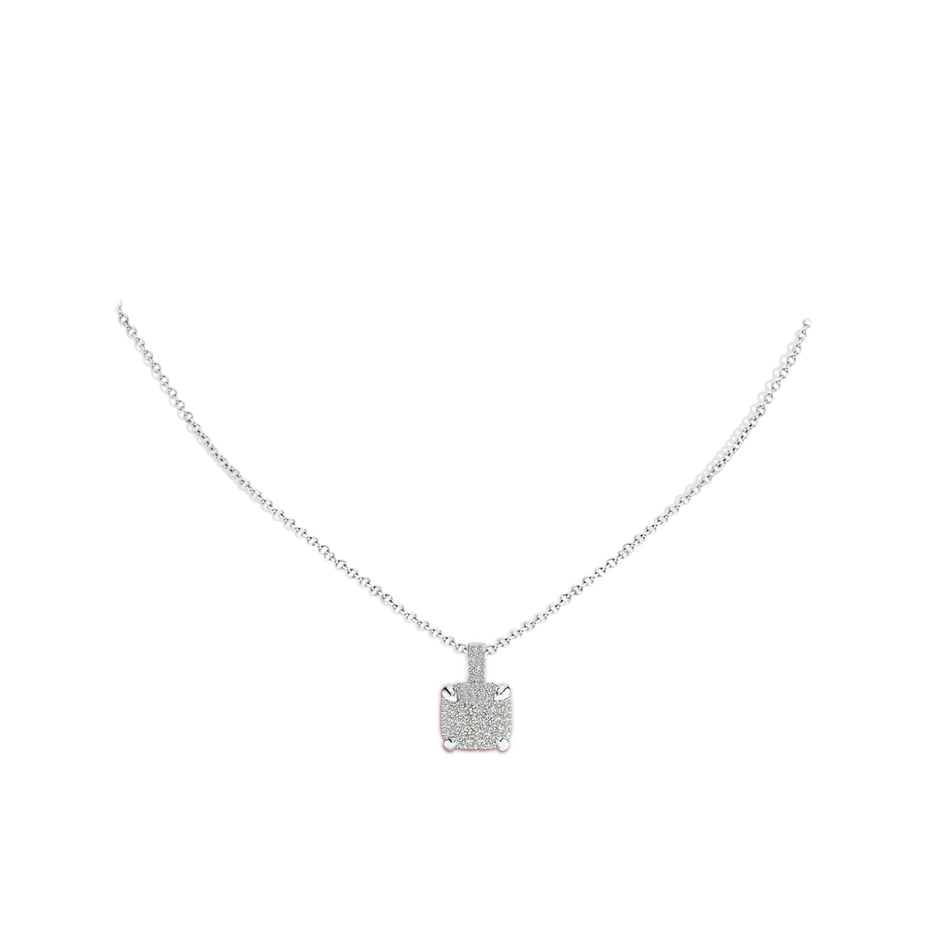 2.2mm KI3 Claw Prong Diamond Cluster Cushion Pendant in White Gold pen