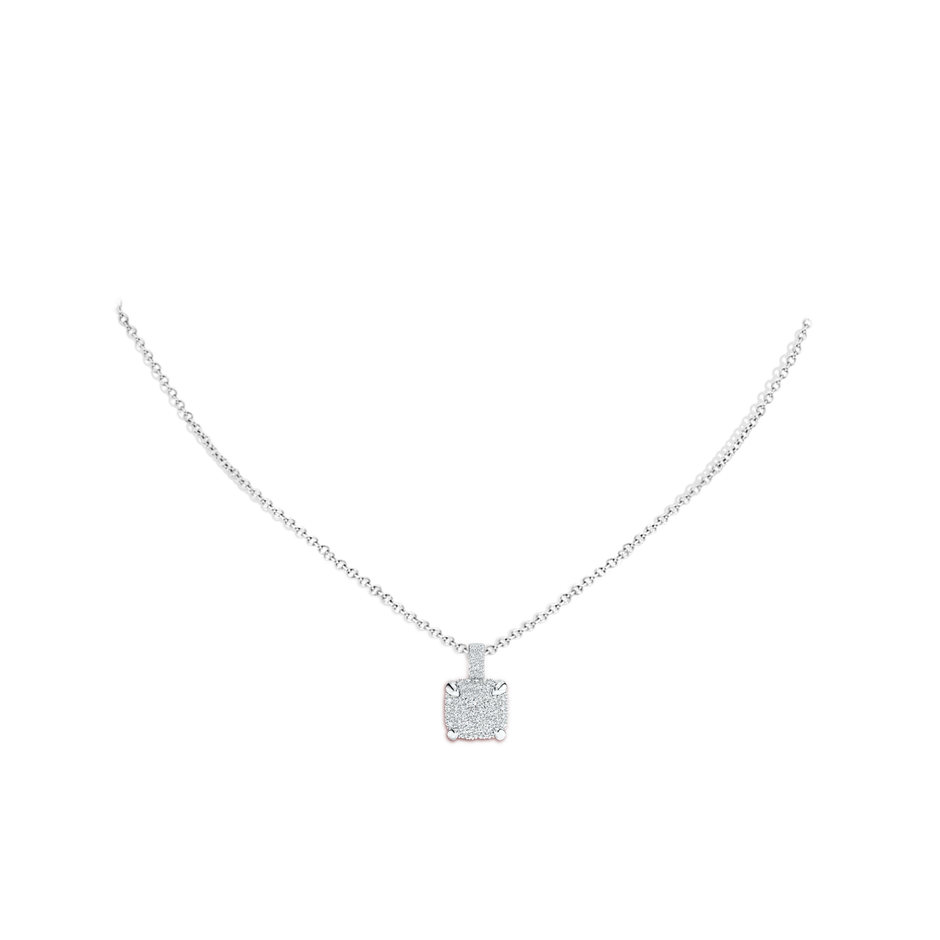 2mm GVS2 Claw Prong Diamond Cluster Cushion Pendant in White Gold pen