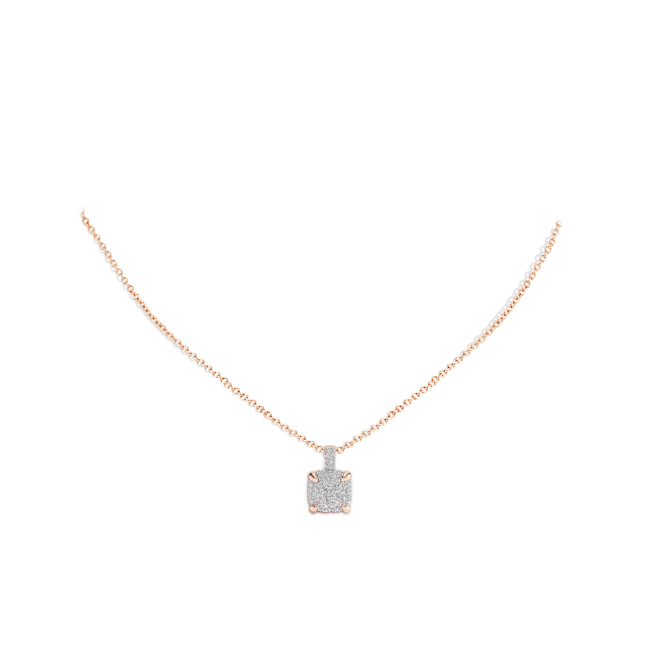 2mm IJI1I2 Claw Prong Diamond Clustre Cushion Pendant in Rose Gold pen