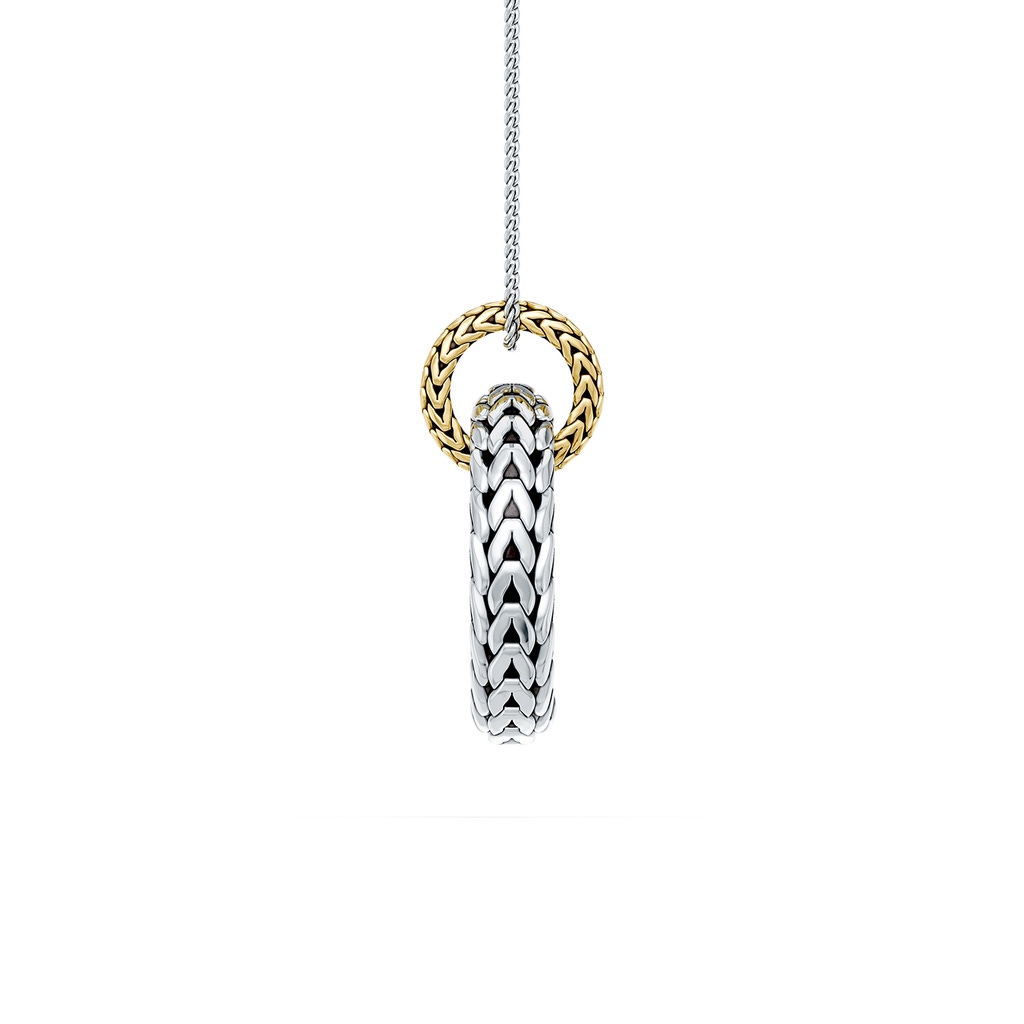Oxidized Sterling Silver and 18K Yellow Gold Open Circle Ring Pendant in  Sterling Silver & 18K Yellow Gold - side 199