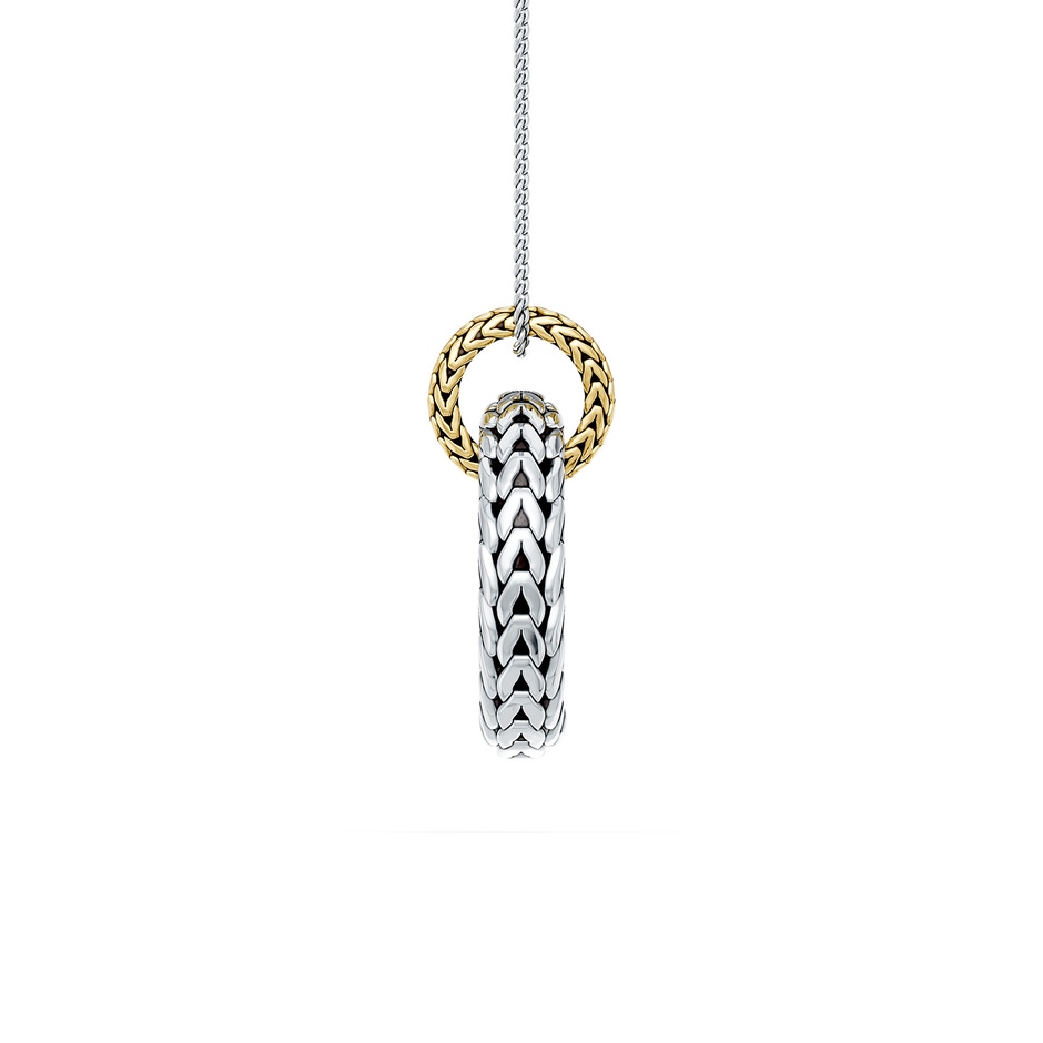 Oxidized Sterling Silver and 18K Yellow Gold Open Circle Ring Pendant in  Sterling Silver & 18K Yellow Gold side 199