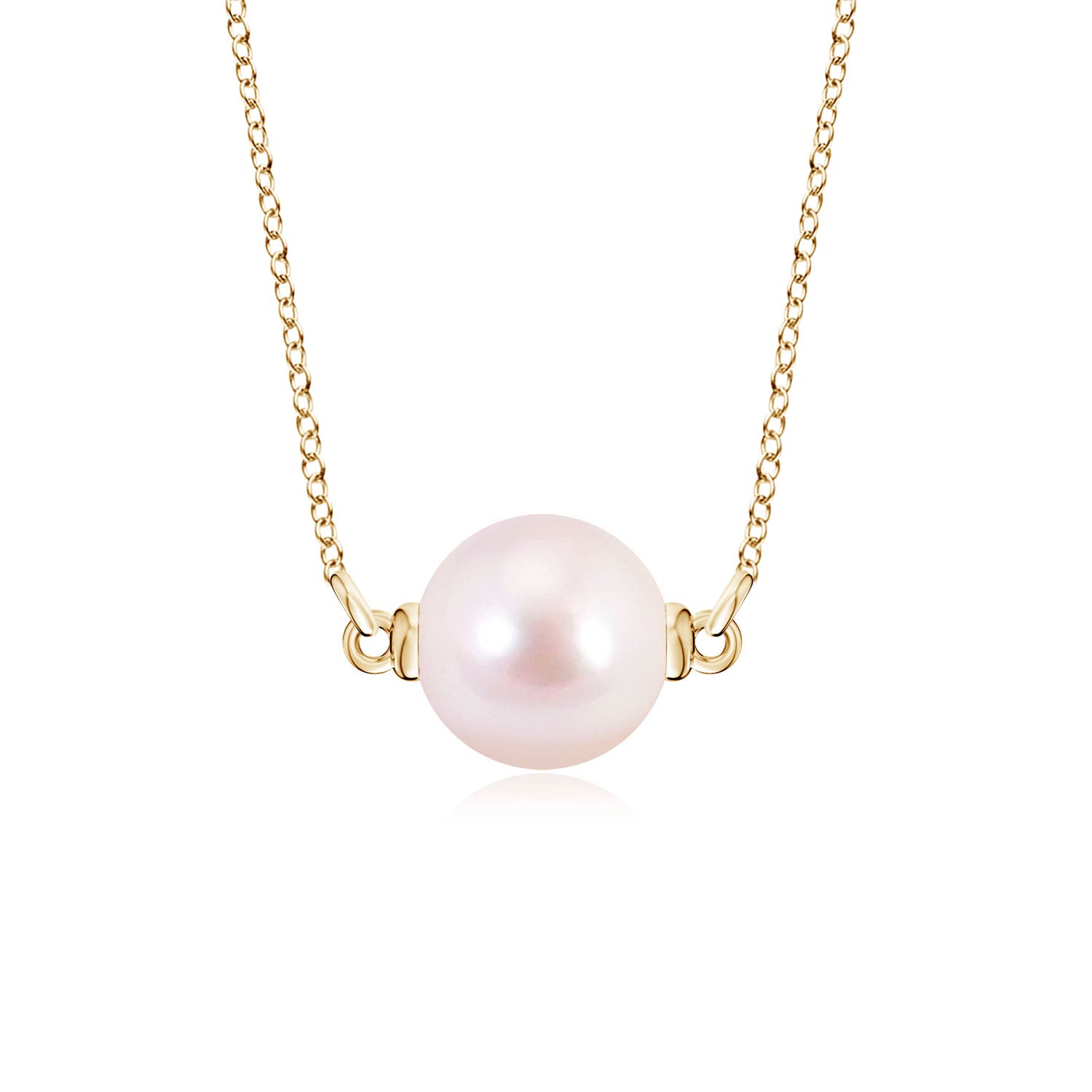 5mm AAAA Floating Akoya Pearl Solitaire Pendant in Yellow Gold