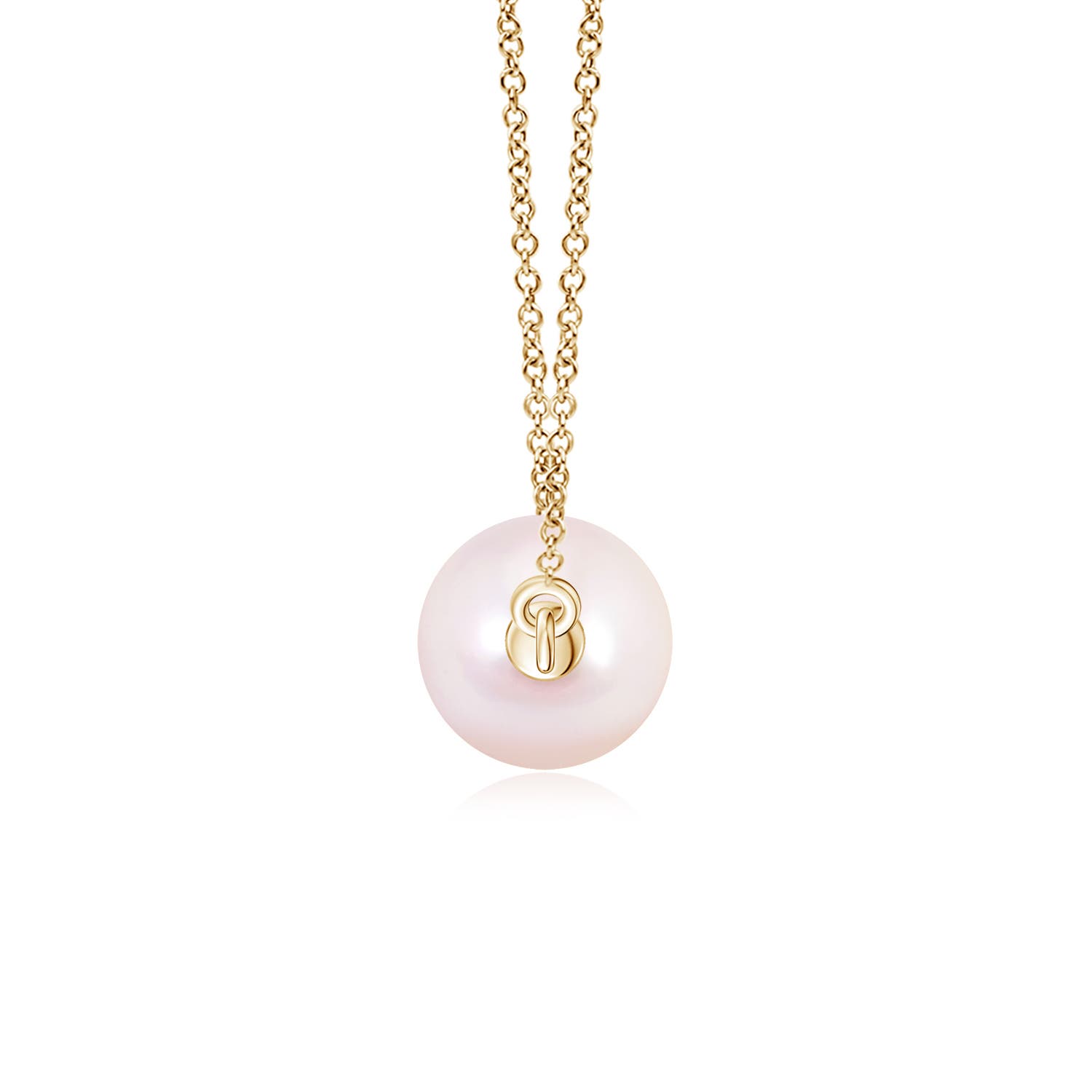 5mm AAAA Floating Akoya Pearl Solitaire Pendant in Yellow Gold