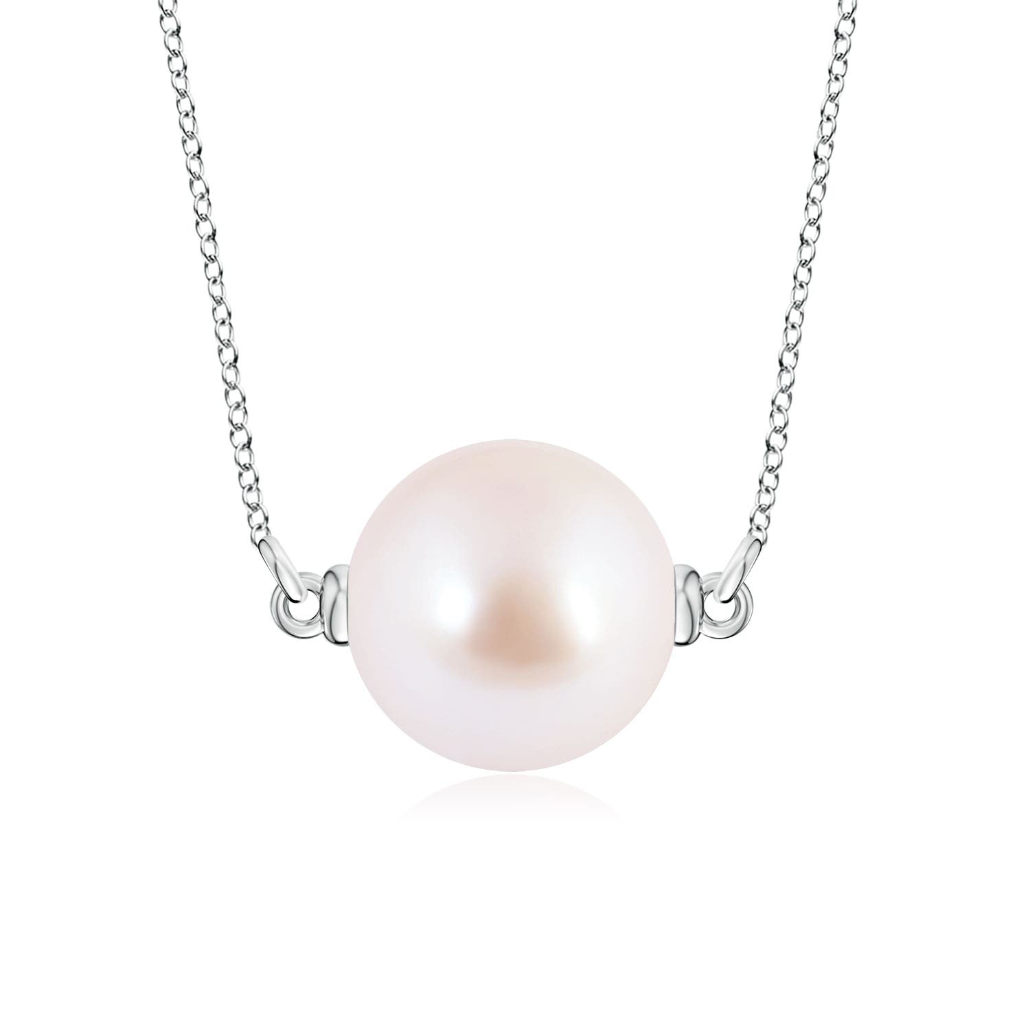 7mm AAA Floating Akoya Pearl Solitaire Pendant in White Gold
