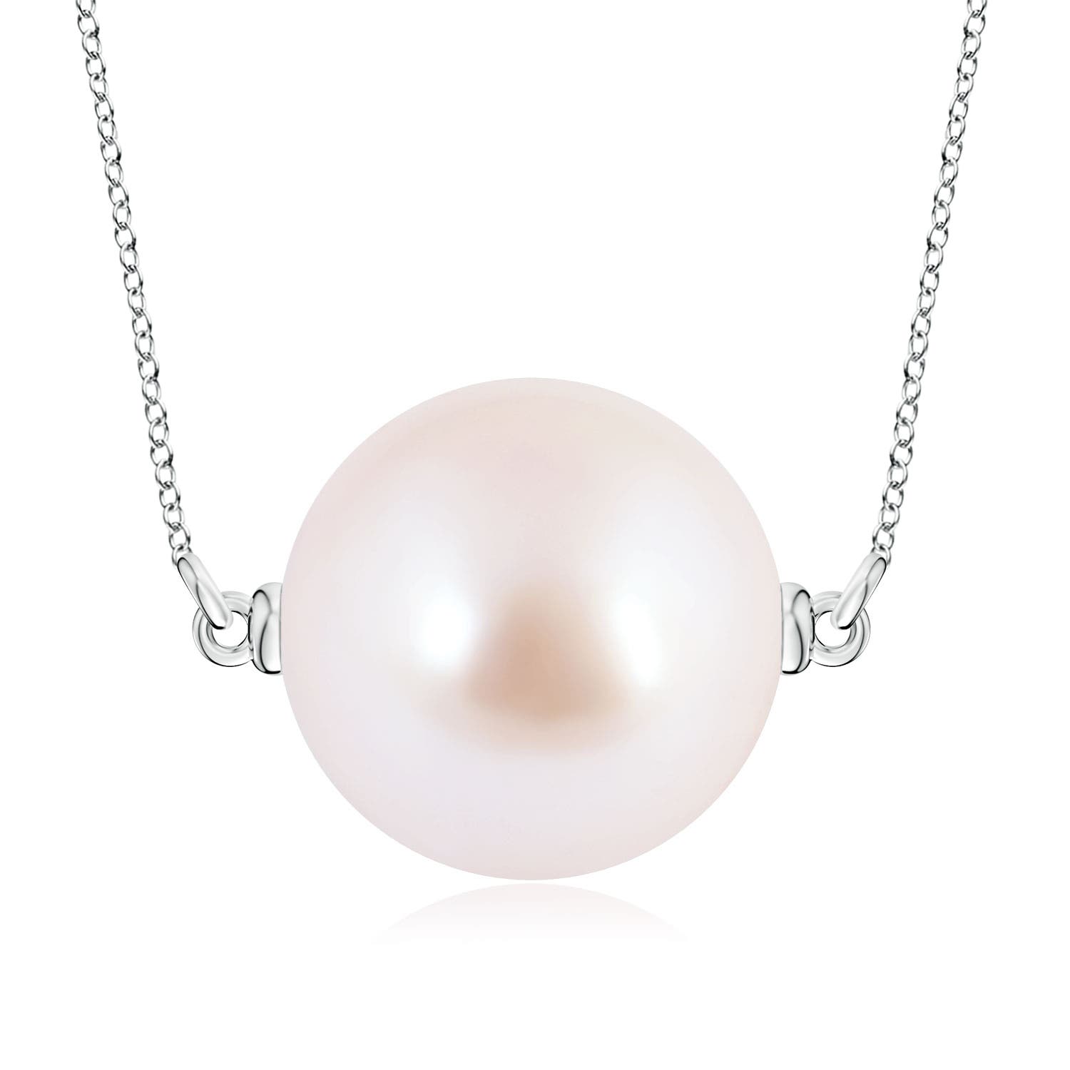 9mm AAA Floating Akoya Pearl Solitaire Pendant in White Gold