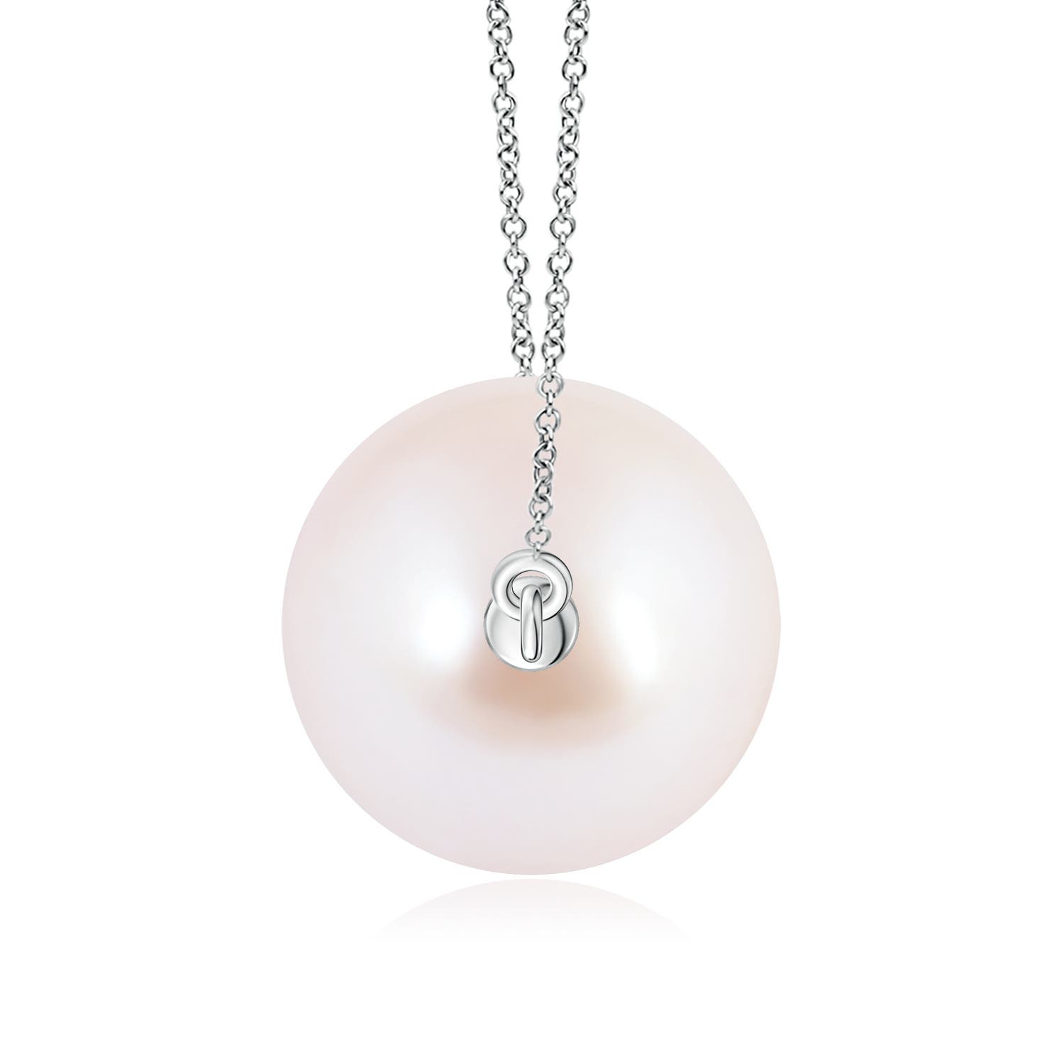 9mm AAA Floating Akoya Pearl Solitaire Pendant in White Gold