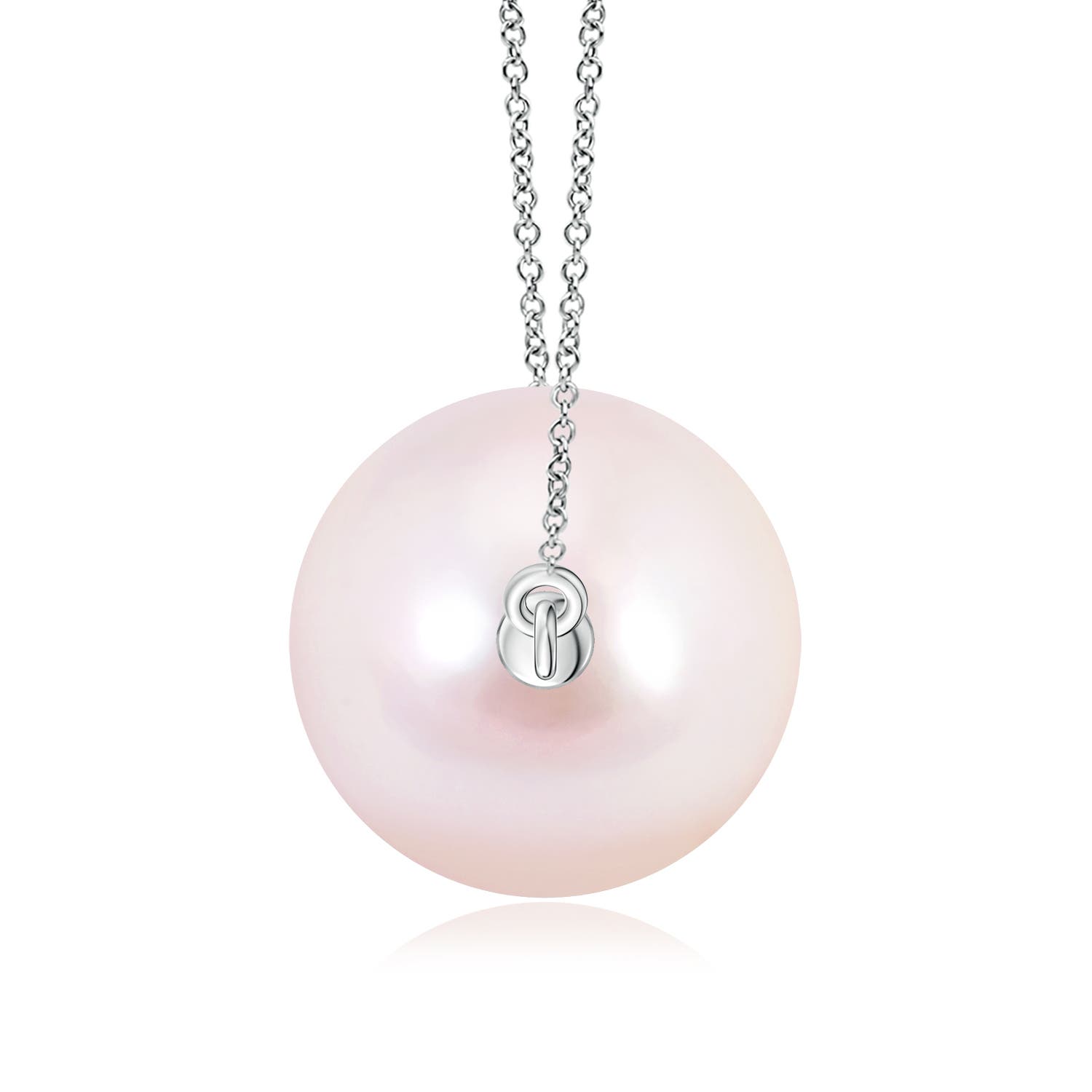 9mm AAAA Floating Akoya Pearl Solitaire Pendant in White Gold