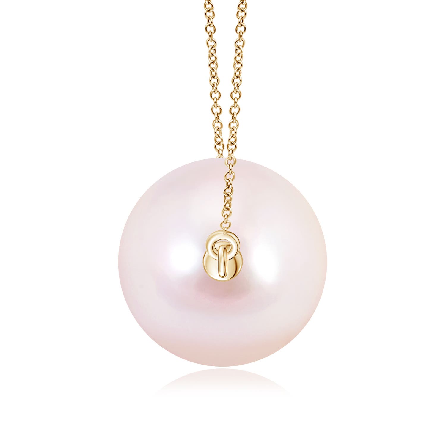 9mm AAAA Floating Akoya Pearl Solitaire Pendant in Yellow Gold