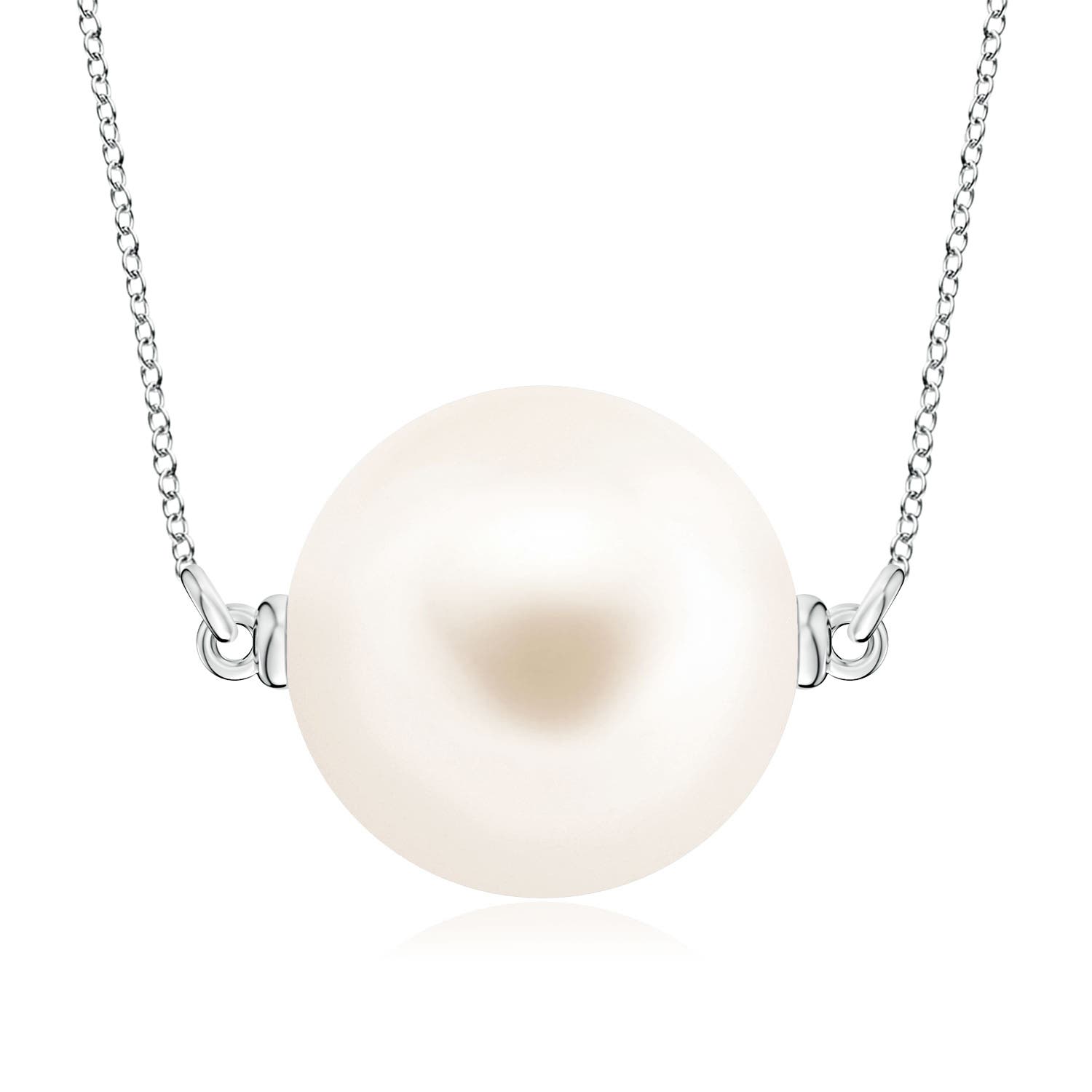 10mm AAA Floating Freshwater Pearl Solitaire Pendant in White Gold