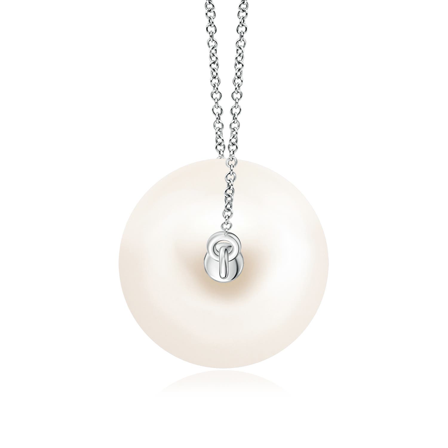 10mm AAA Floating Freshwater Pearl Solitaire Pendant in White Gold