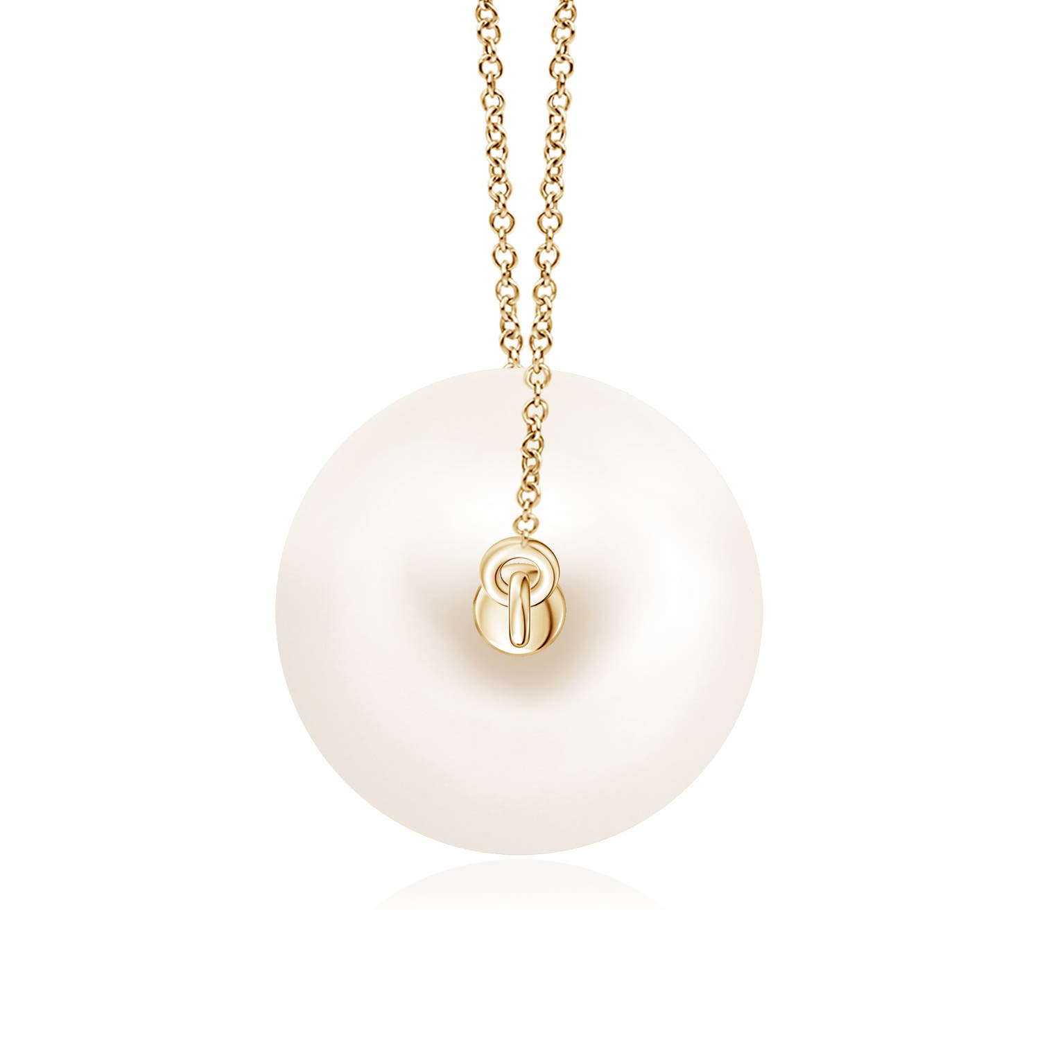 10mm AAA Floating Freshwater Pearl Solitaire Pendant in Yellow Gold