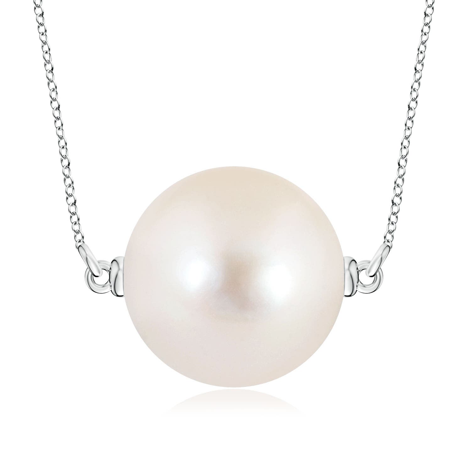 10mm AAAA Floating Freshwater Pearl Solitaire Pendant in White Gold