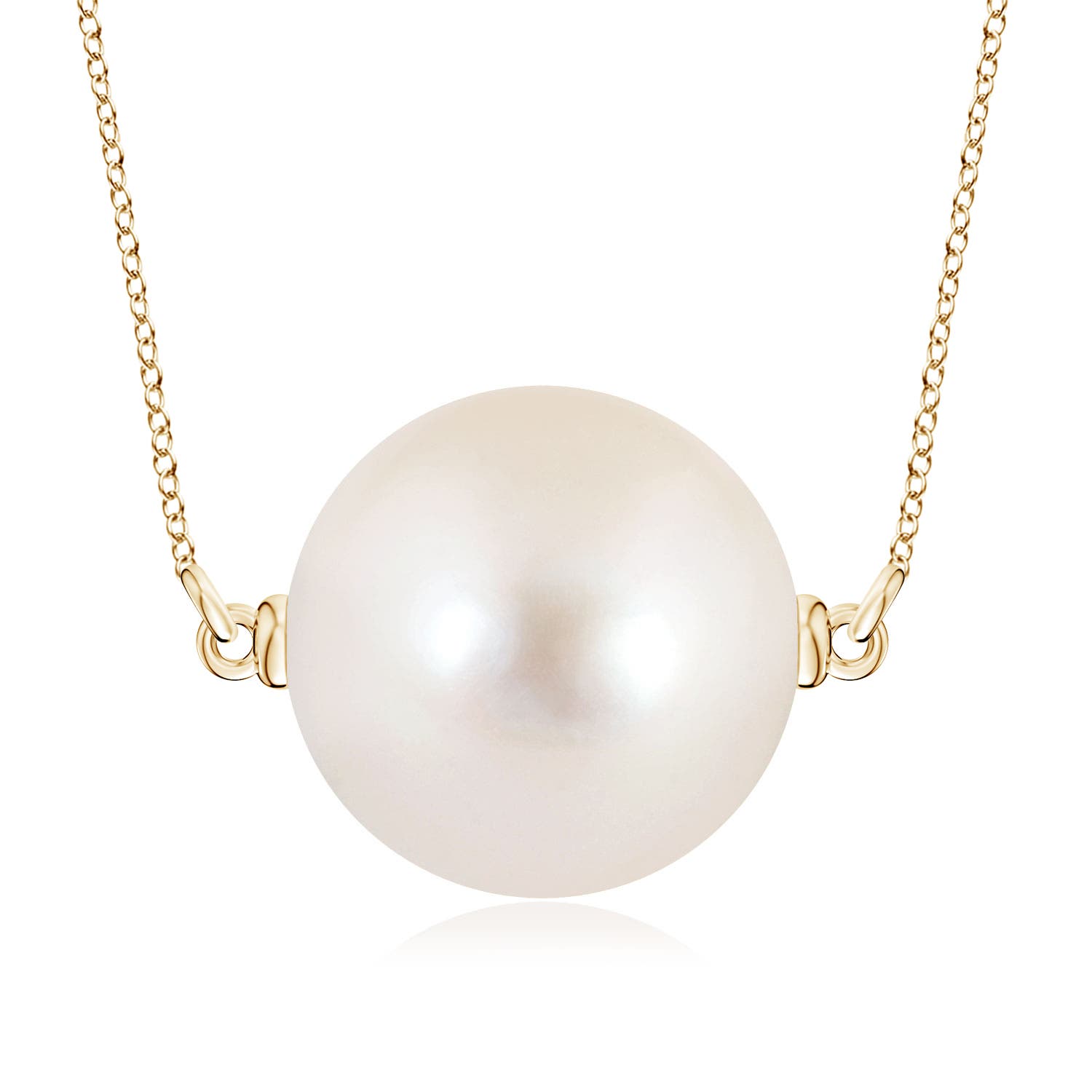 10mm AAAA Floating Freshwater Pearl Solitaire Pendant in Yellow Gold