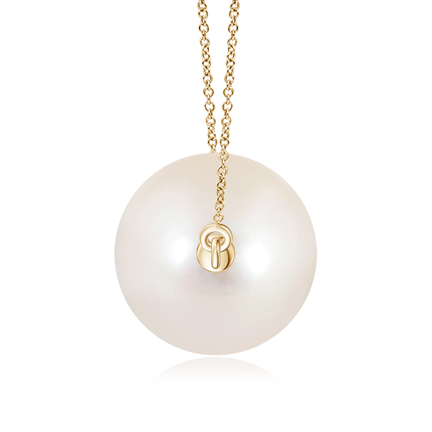 10mm AAAA Floating Freshwater Pearl Solitaire Pendant in Yellow Gold