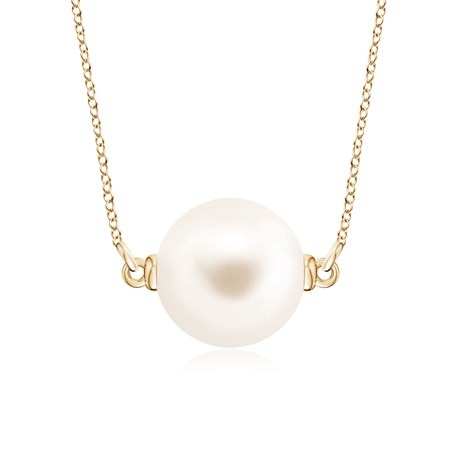 7mm AAA Floating Freshwater Pearl Solitaire Pendant in Yellow Gold