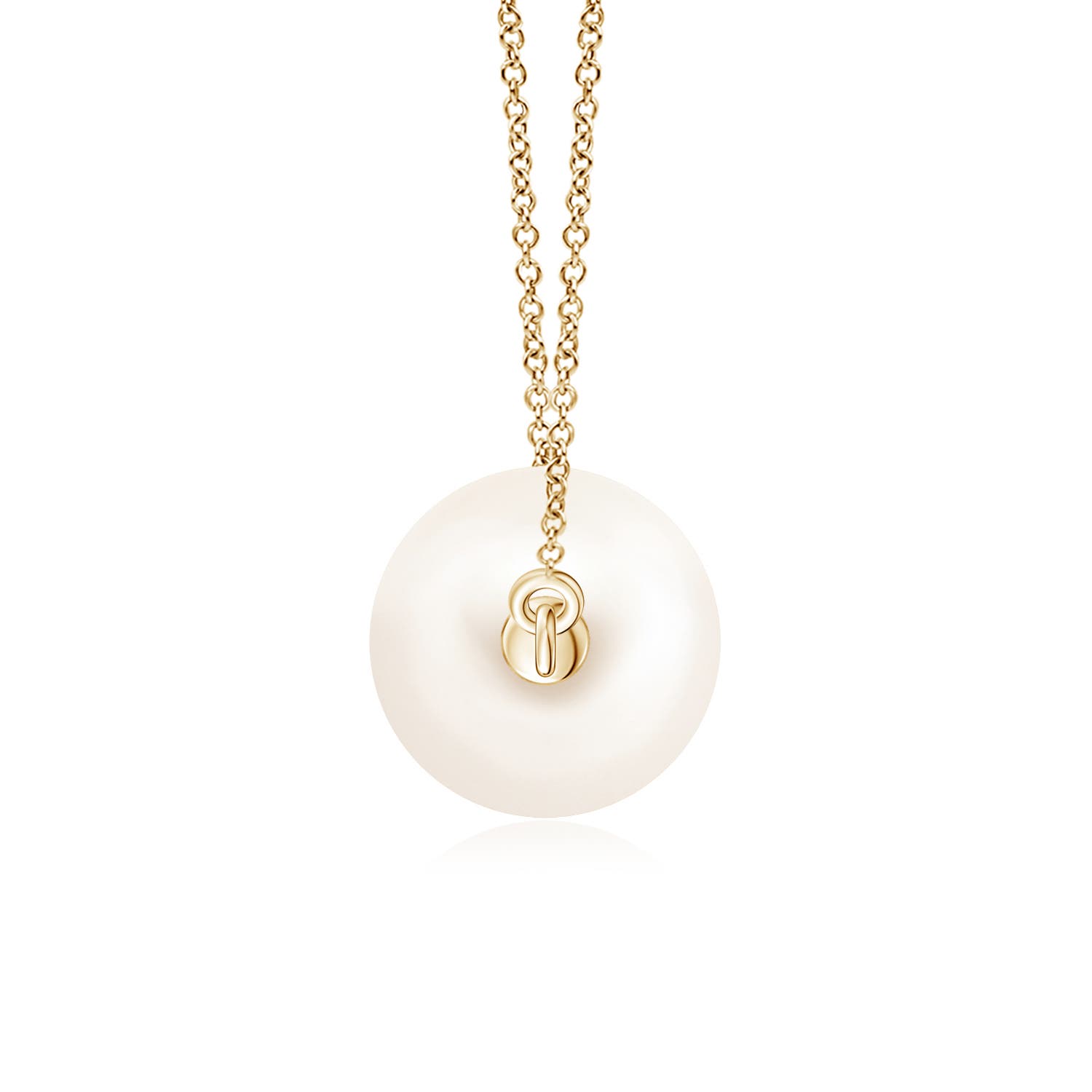 7mm AAA Floating Freshwater Pearl Solitaire Pendant in Yellow Gold - side 2