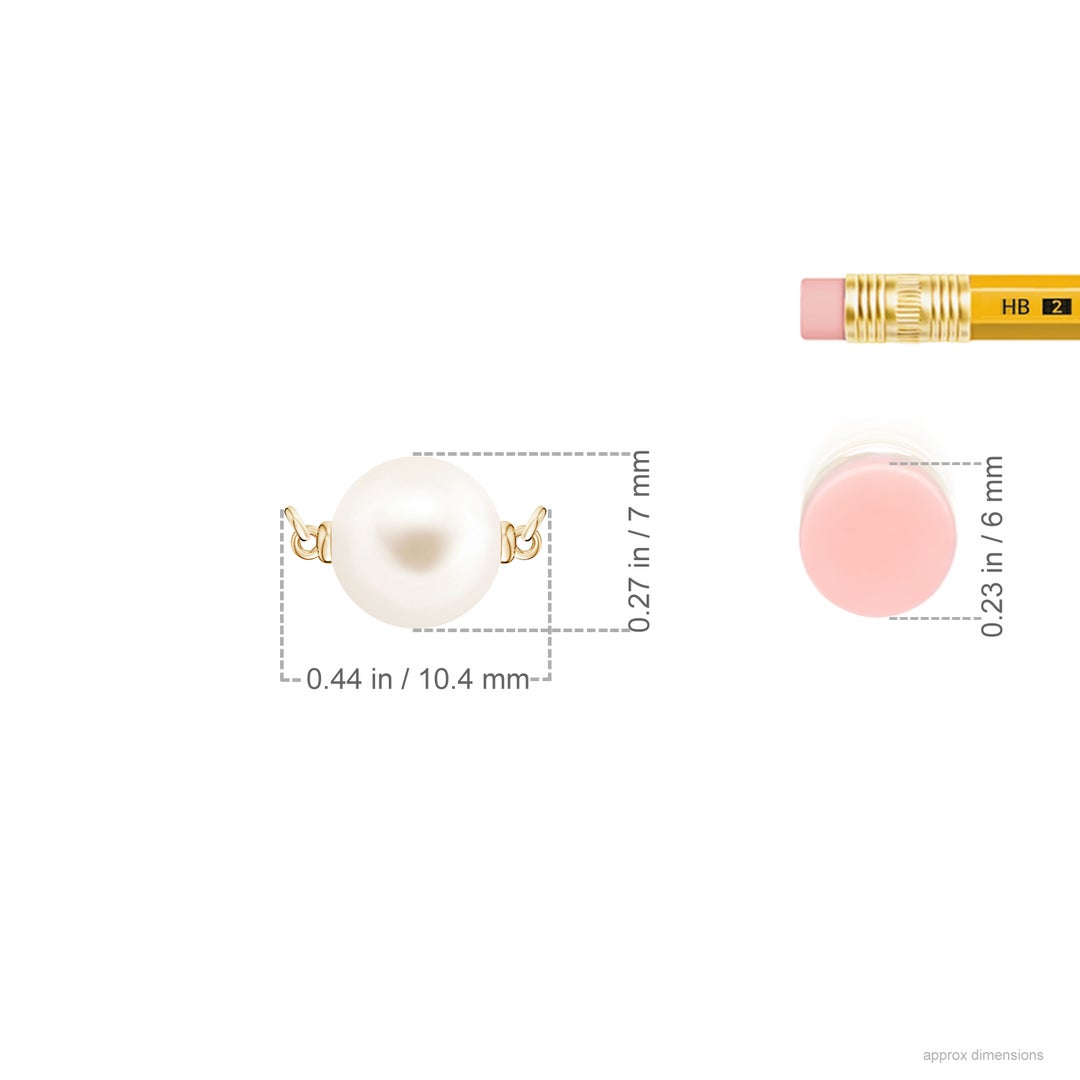 7mm AAA Floating Freshwater Pearl Solitaire Pendant in Yellow Gold - ruler