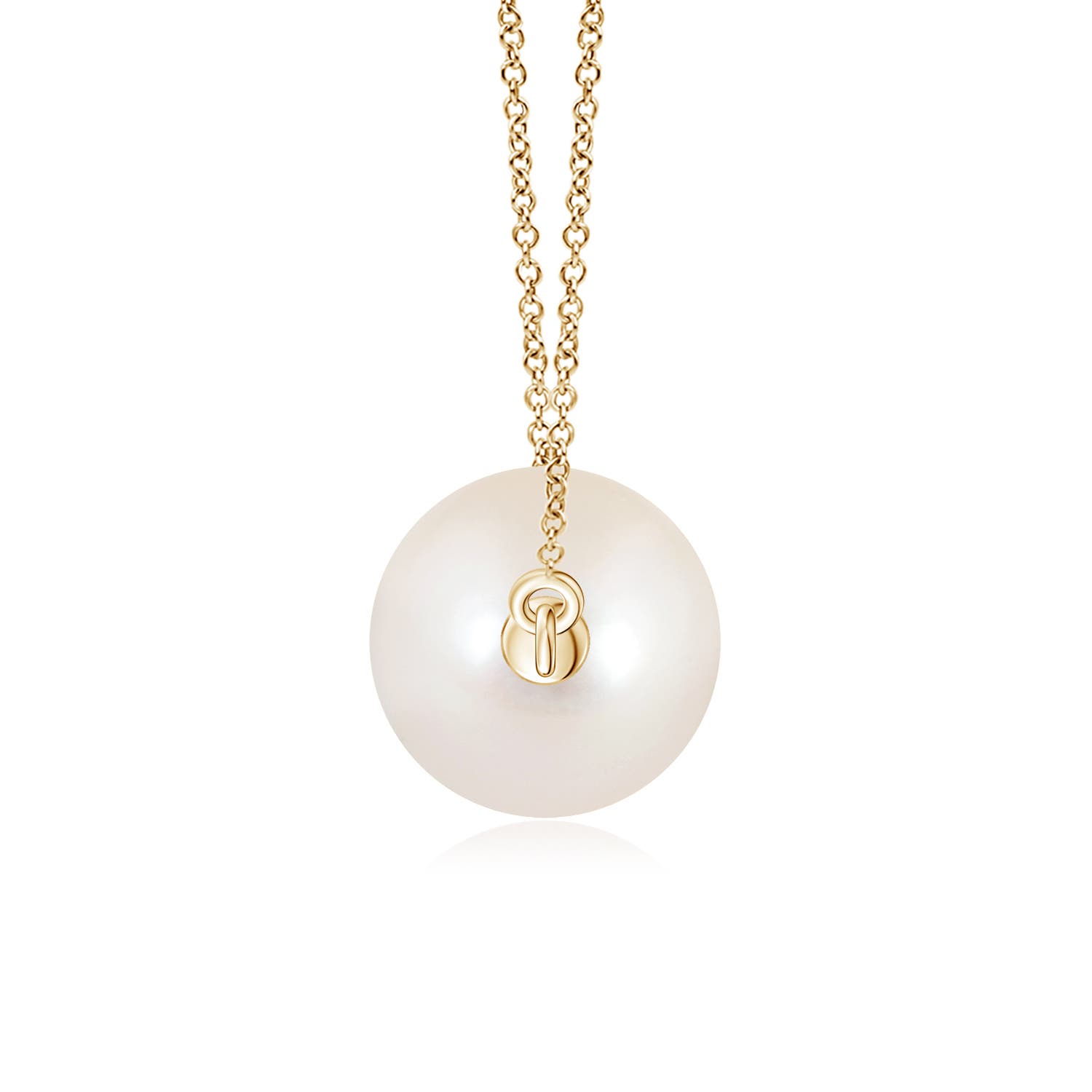 7mm AAAA Floating Freshwater Pearl Solitaire Pendant in Yellow Gold