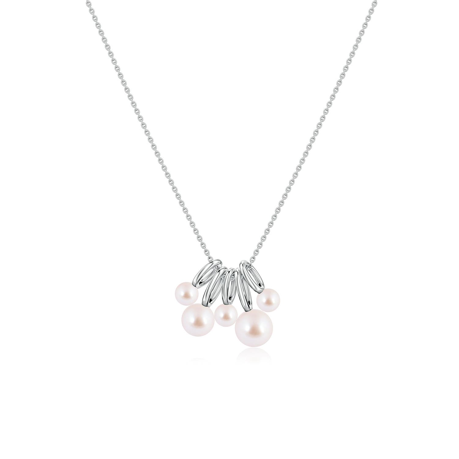 8mm AAA Akoya Pearl Charm Pendant in White Gold