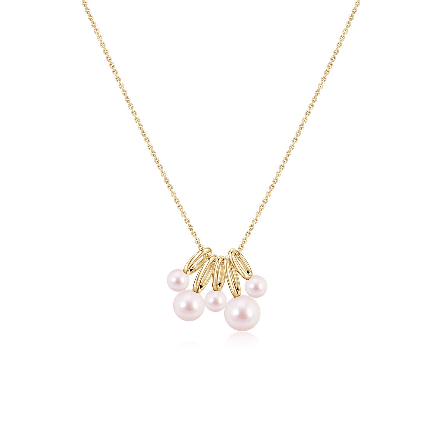 8mm AAAA Akoya Pearl Charm Pendant in Yellow Gold