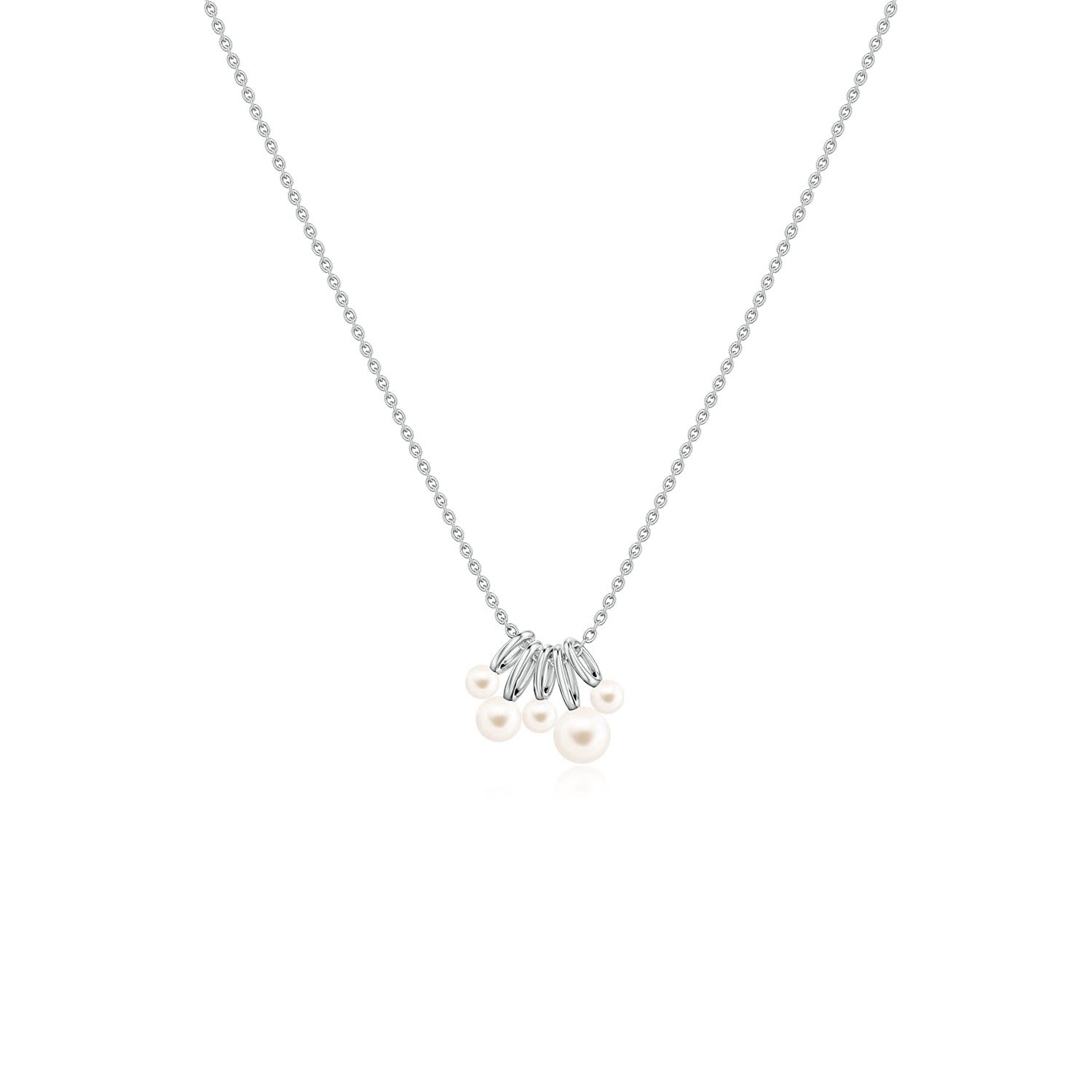 5mm AAA Freshwater Pearl Charm Pendant in White Gold