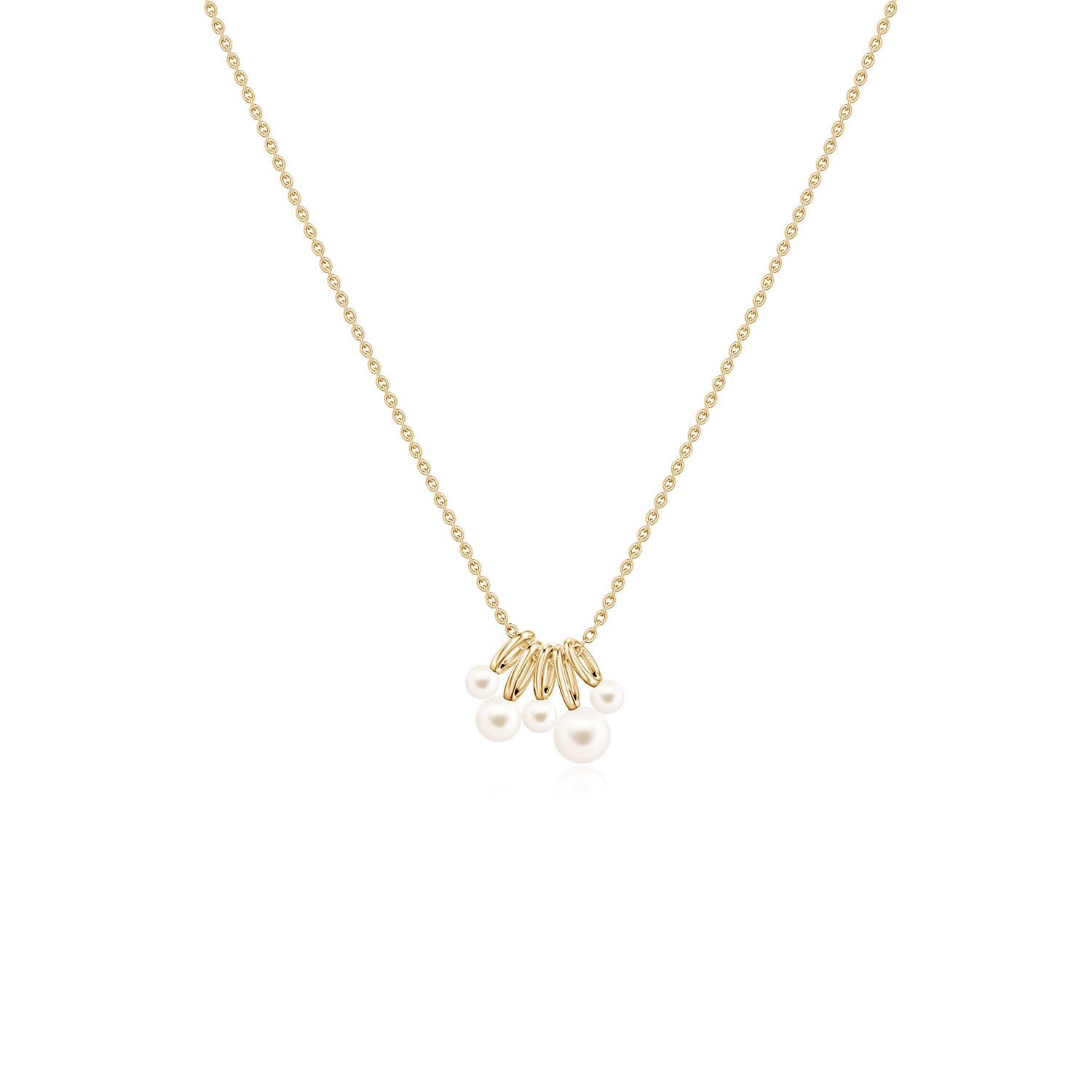 5mm AAA Freshwater Pearl Charm Pendant in Yellow Gold