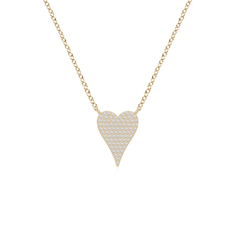 0.9mm GVS2 Pavé Diamond Elongated Heart Pendant in 18K Yellow Gold