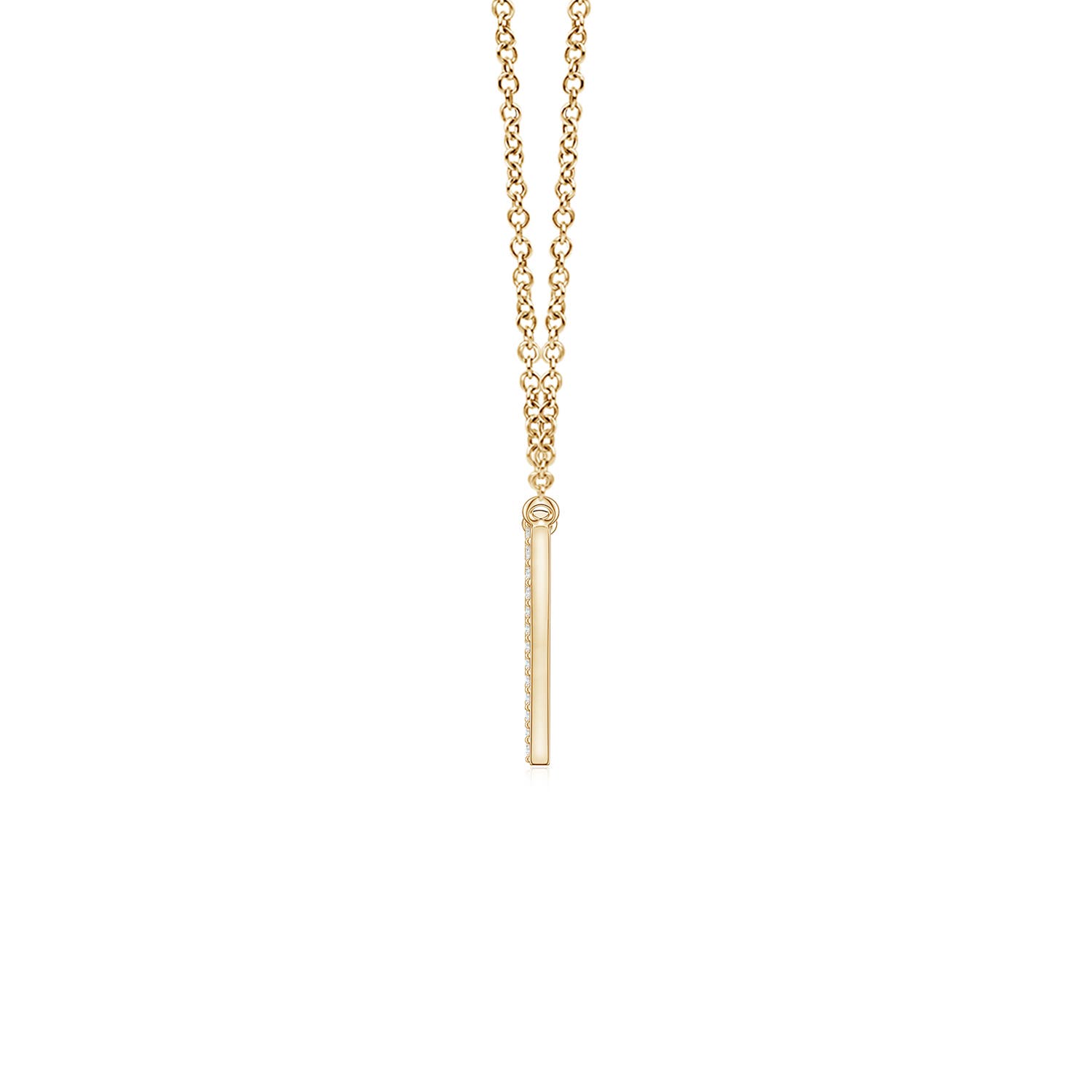 0.9mm GVS2 Pavé Diamond Elongated Heart Pendant in 18K Yellow Gold