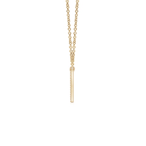 0.9mm GVS2 Pavé Diamond Elongated Heart Pendant in 18K Yellow Gold