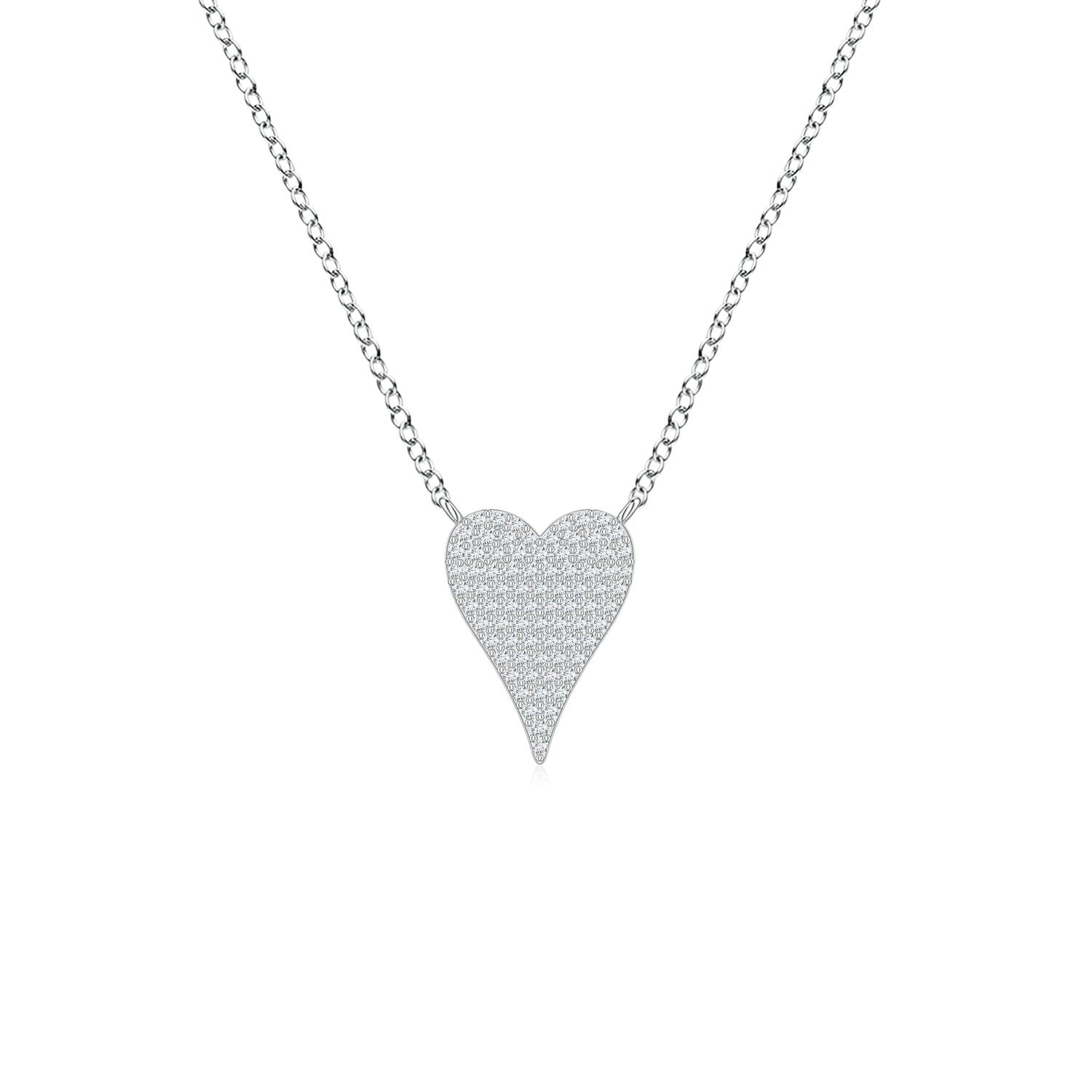 0.9mm GVS2 Pavé Diamond Elongated Heart Pendant in White Gold