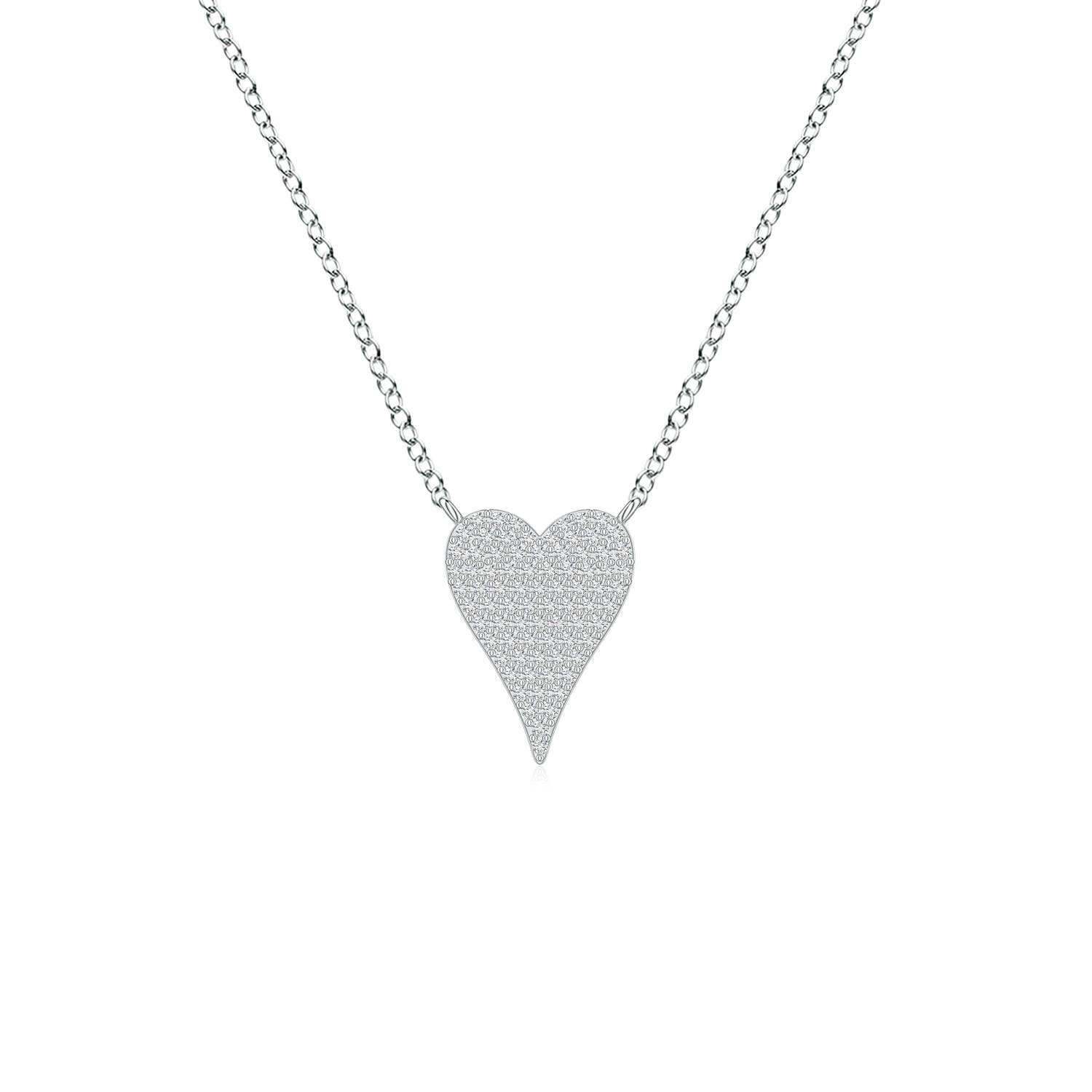 0.9mm HSI2 Pavé Diamond Elongated Heart Pendant in 18K White Gold