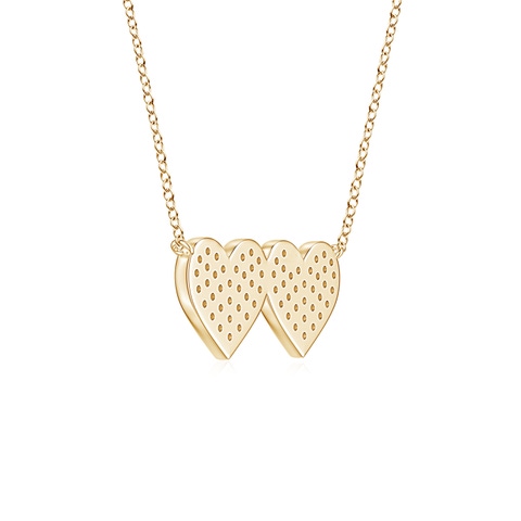 0.9mm GVS2 Pavé Diamond Double Heart Pendant in 18K Yellow Gold