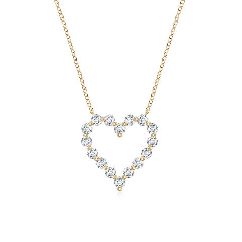 1.8mm GVS2 Single Prong-Set Diamond Open Heart Pendant in 18K Yellow Gold