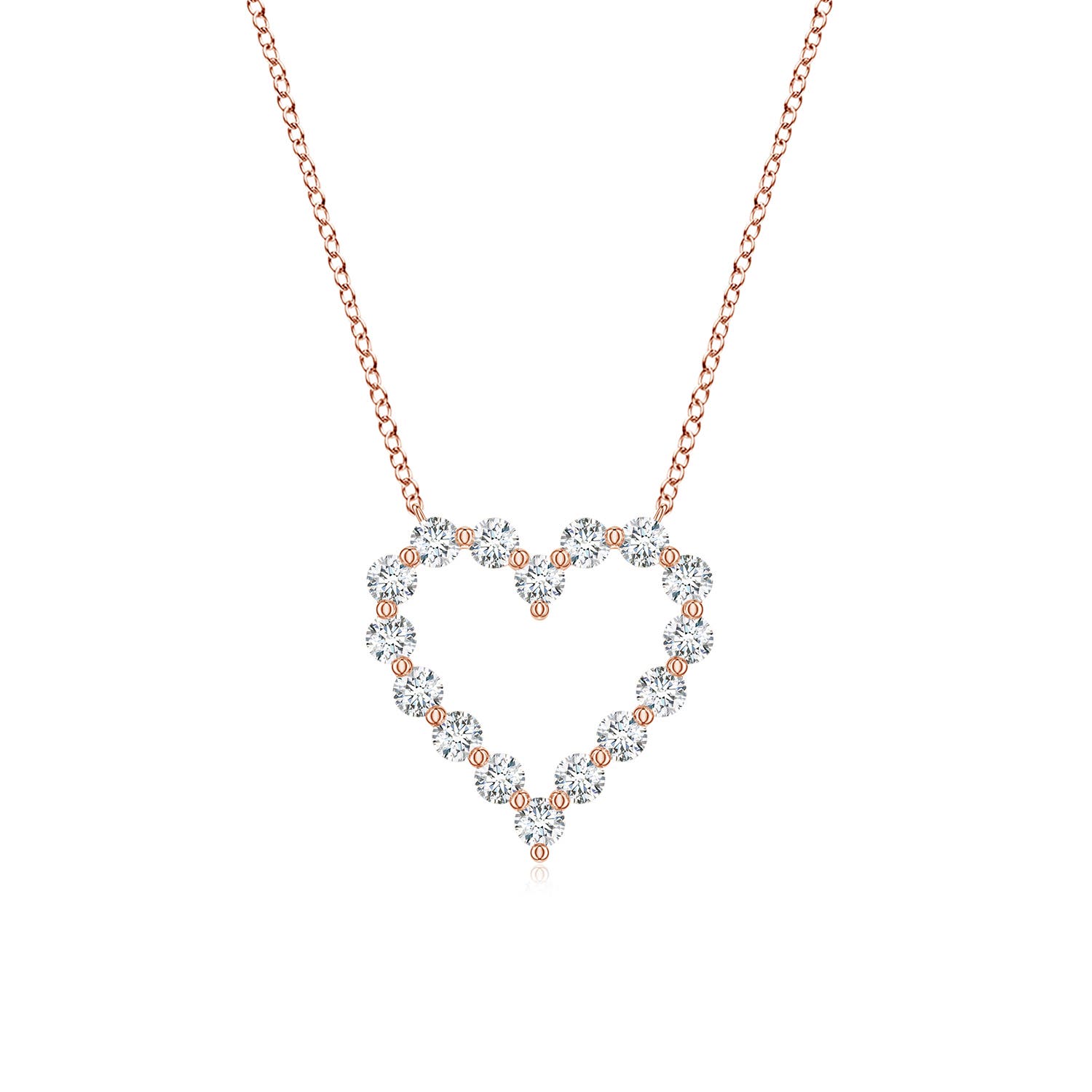 1.8mm GVS2 Single Prong-Set Diamond Open Heart Pendant in Rose Gold