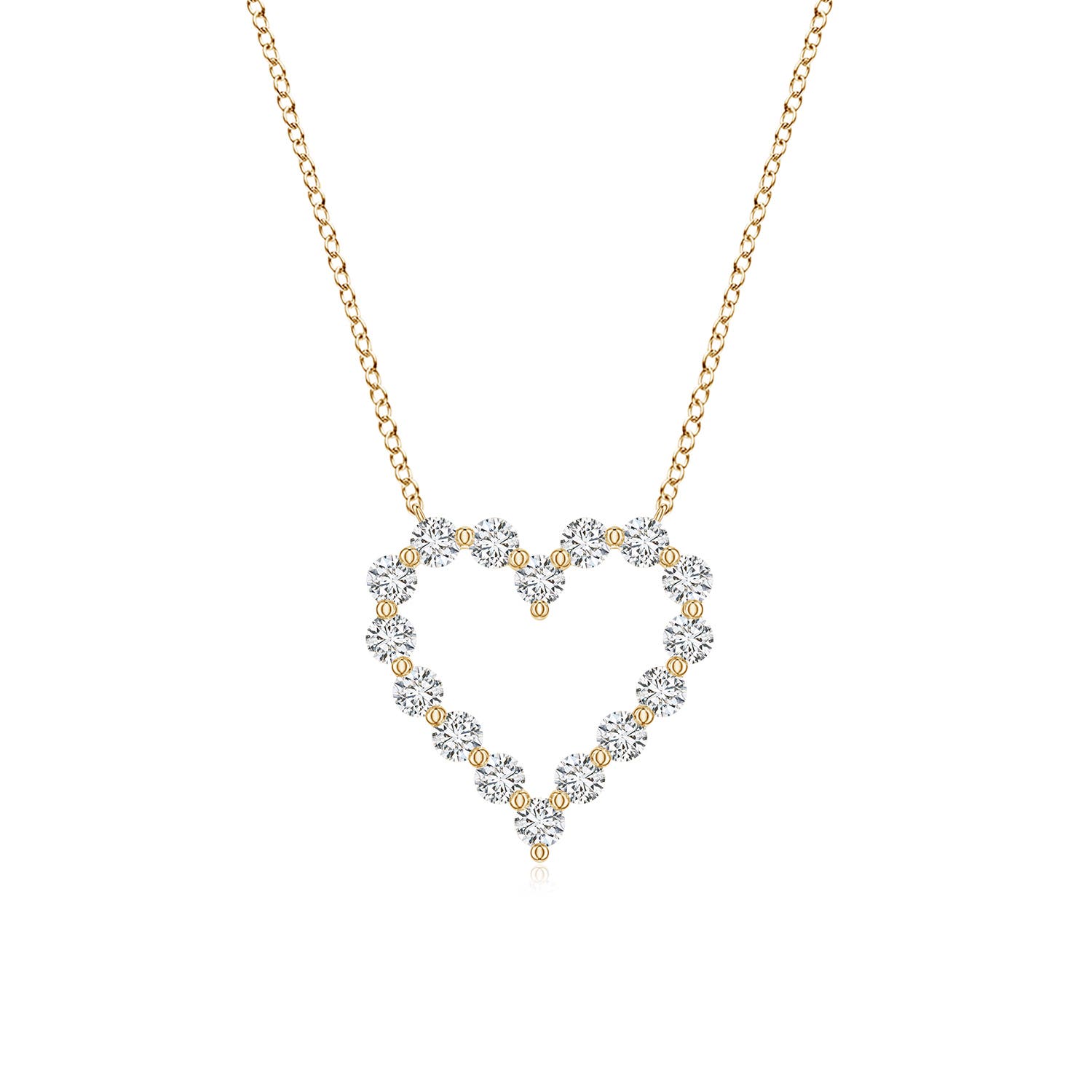 1.8mm HSI2 Single Prong-Set Diamond Open Heart Pendant in 18K Yellow Gold