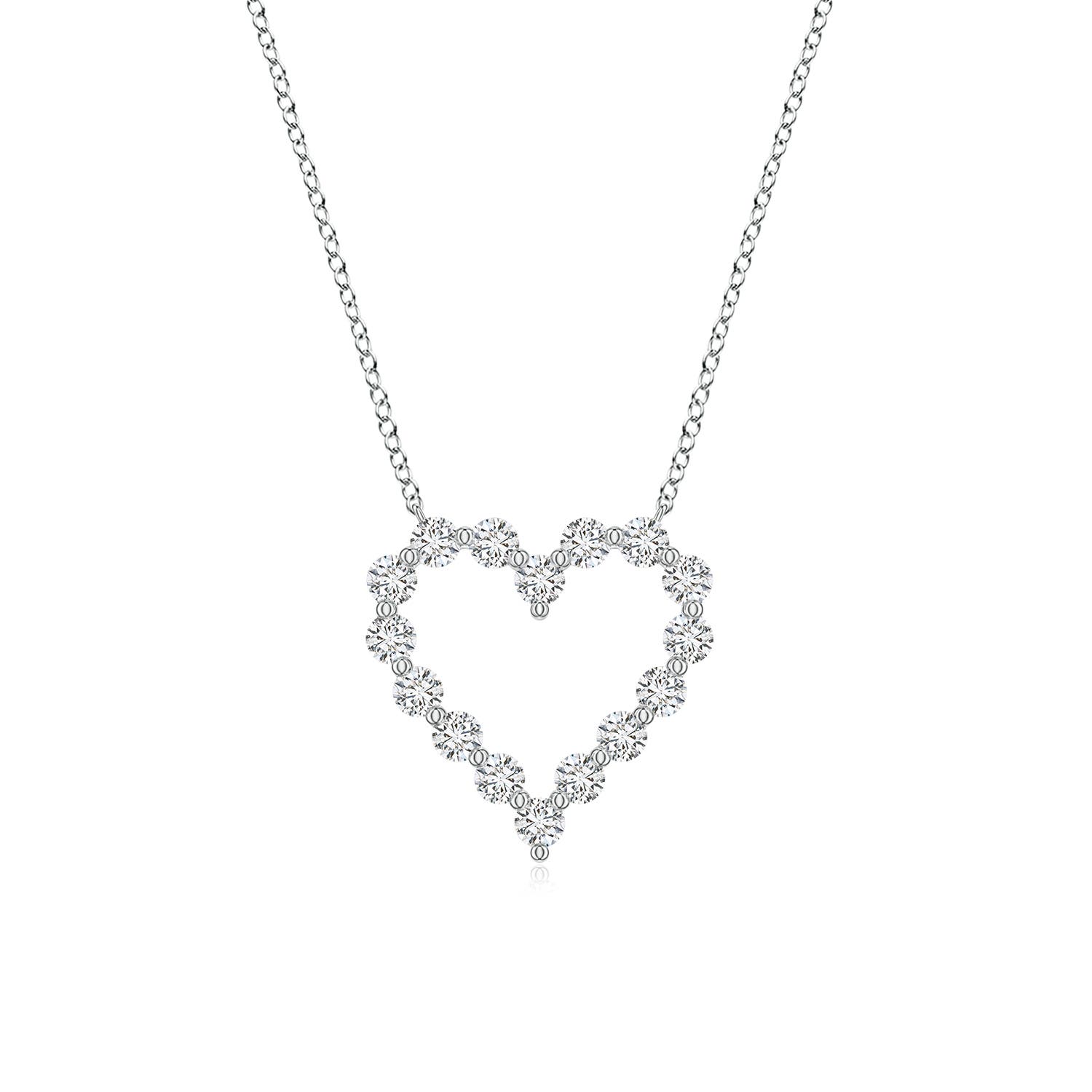 1.8mm HSI2 Single Prong-Set Diamond Open Heart Pendant in White Gold