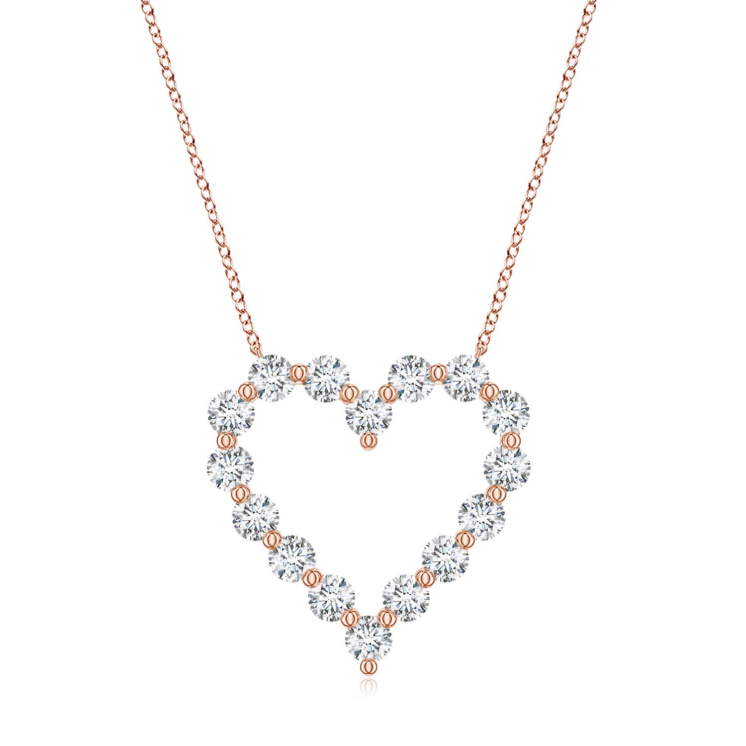 2.5mm GVS2 Single Prong-Set Diamond Open Heart Pendant in Rose Gold