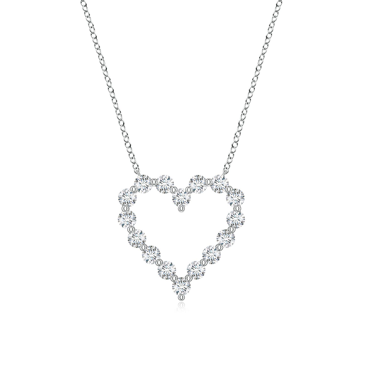 2mm GVS2 Single Prong-Set Diamond Open Heart Pendant in S999 Silver