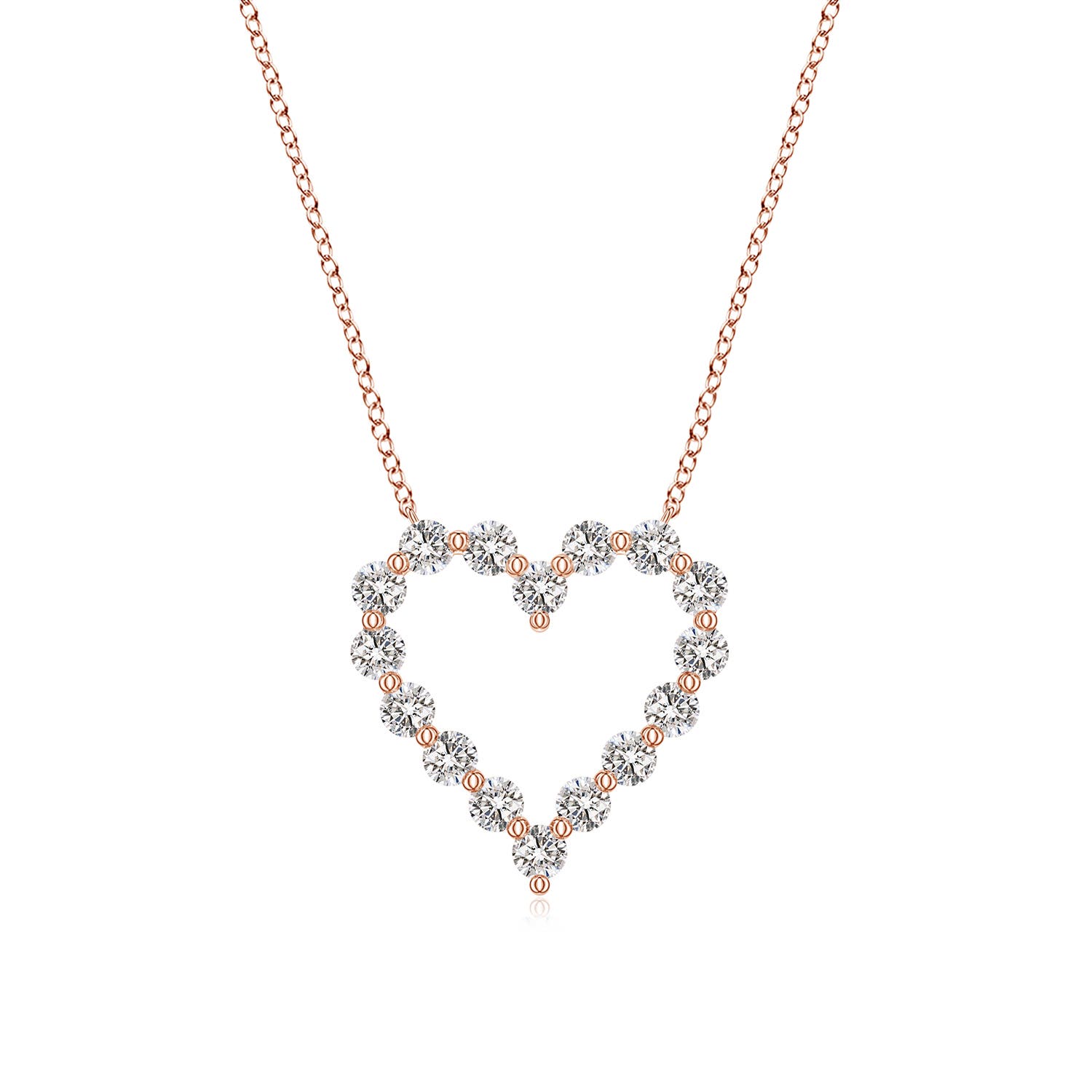 2mm IJI1I2 Single Prong-Set Diamond Open Heart Pendant in Rose Gold